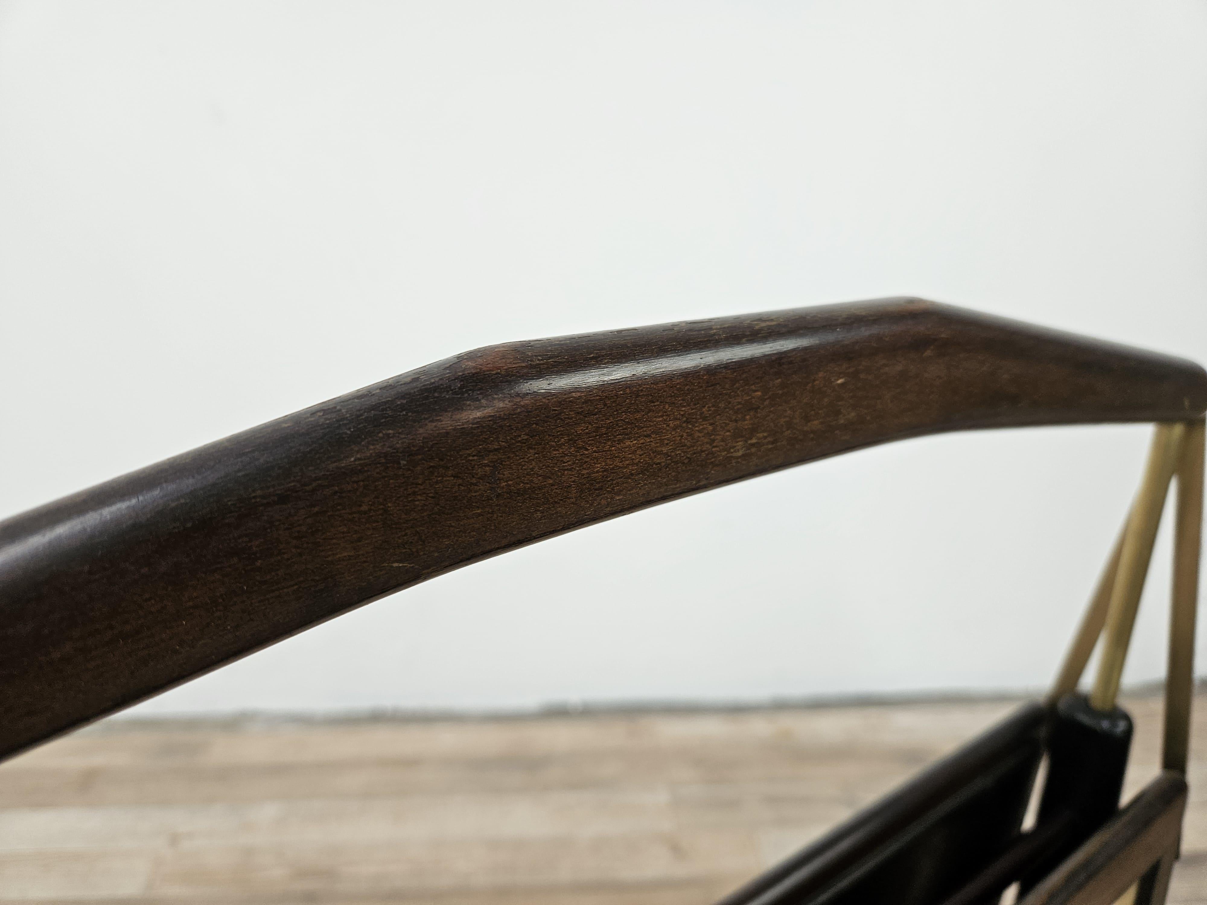 Ottone Portariviste di Ico Parisi anni '50 in legno e ottone in vendita