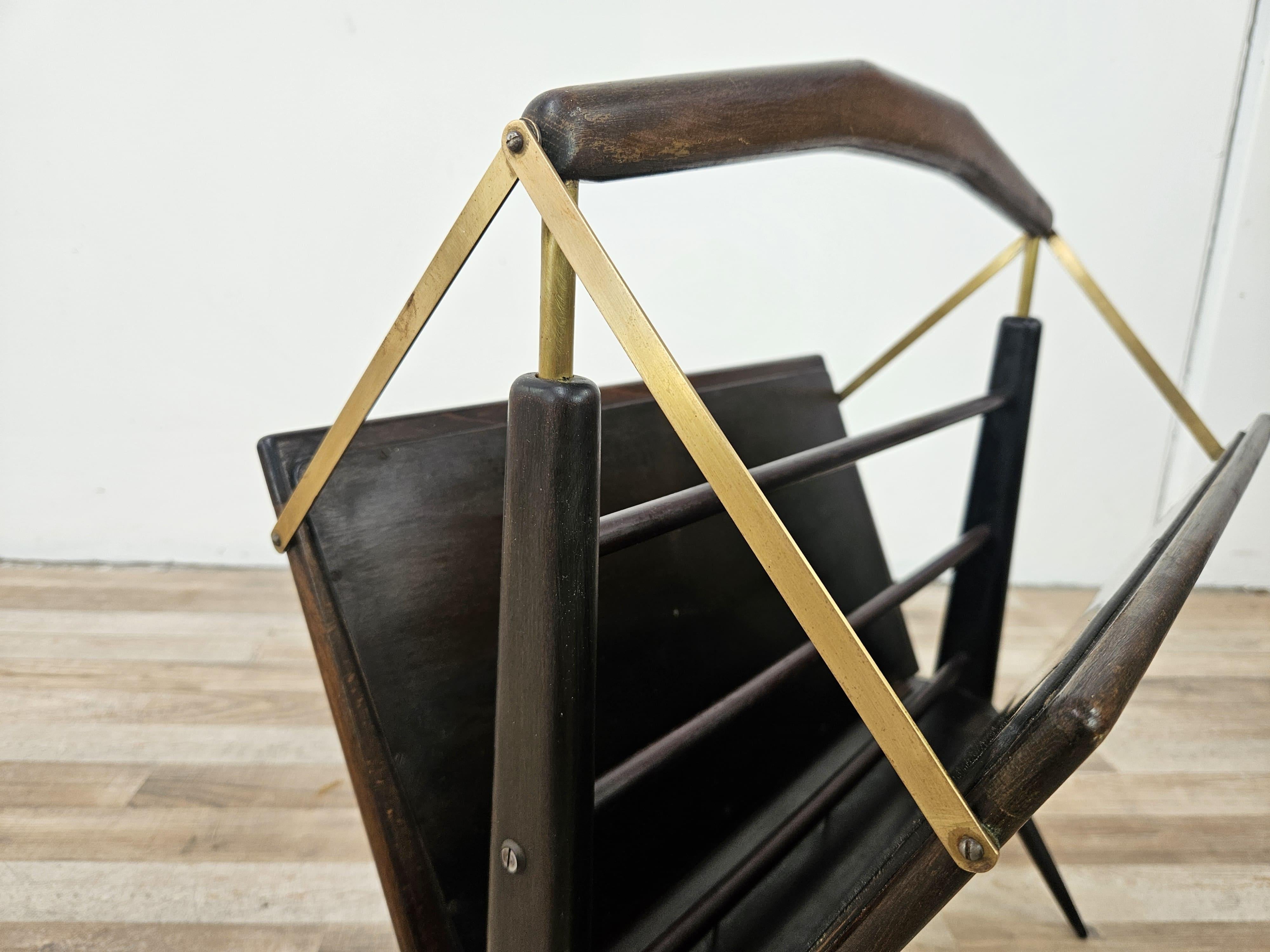 Portariviste di Ico Parisi anni '50 in legno e ottone in vendita 1