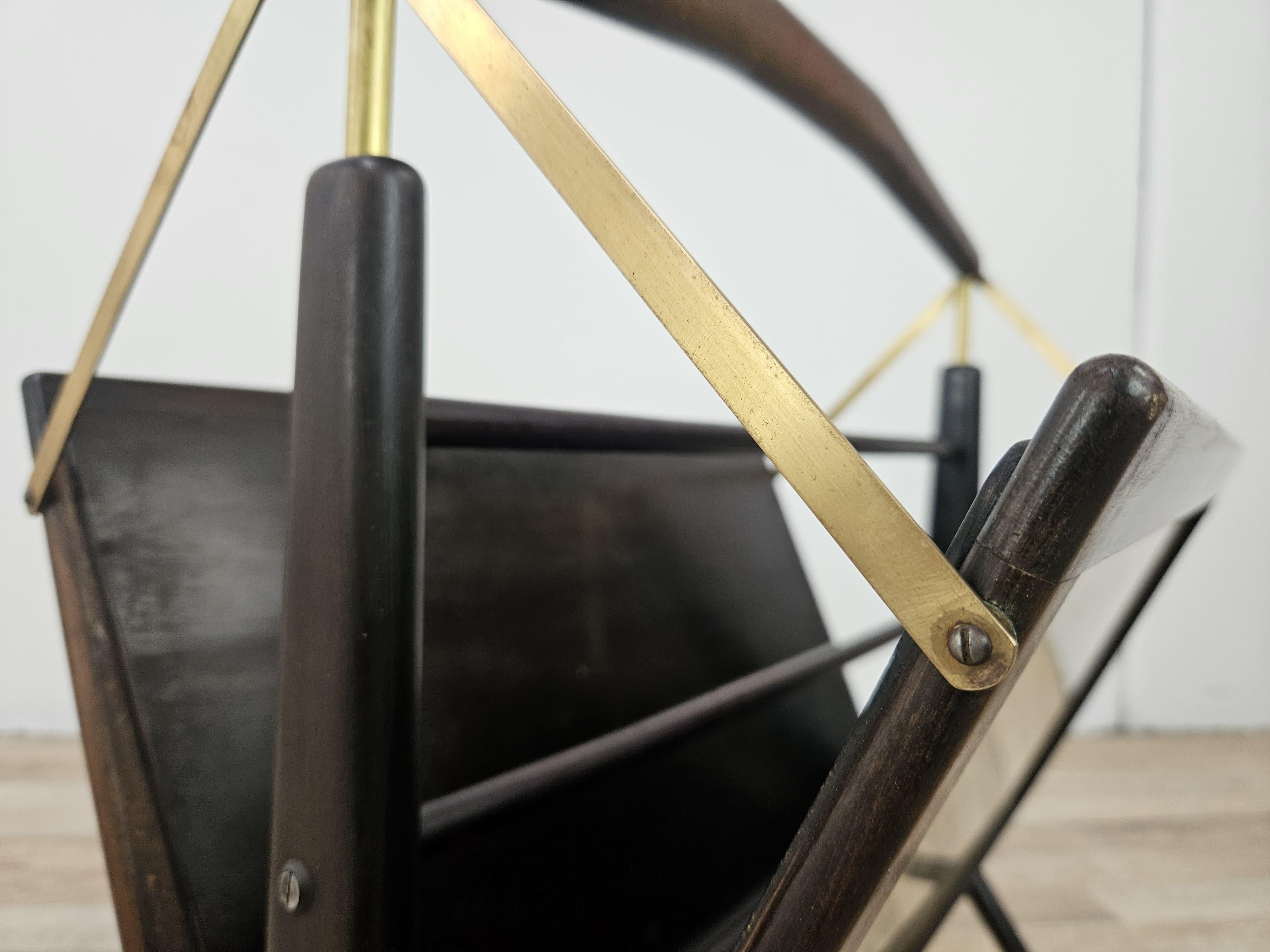 Portariviste di Ico Parisi anni '50 in legno e ottone in vendita 2