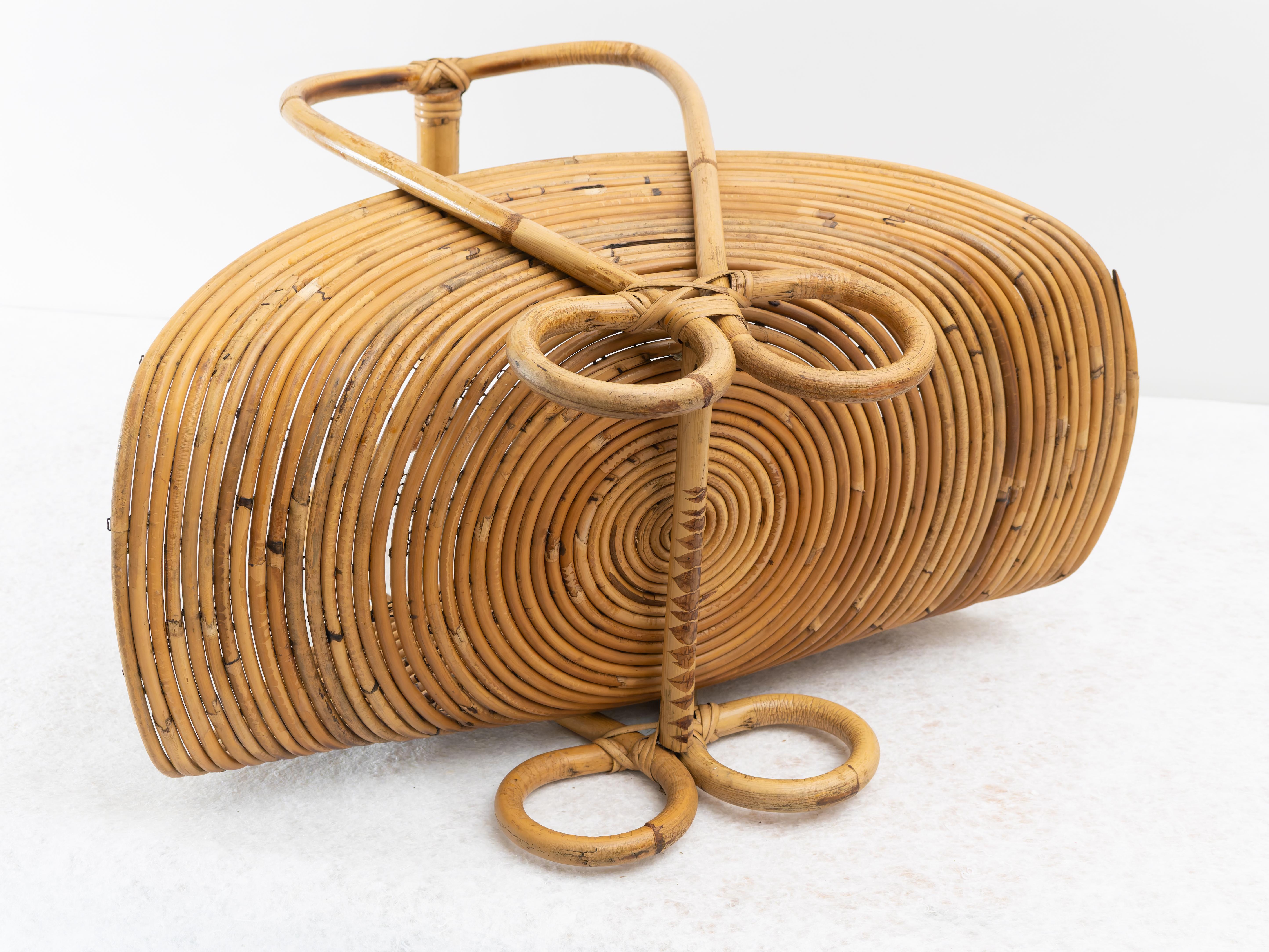 Portariviste in bambù e rattan in stile Vivai del Sud, Anni '60 in vendita 1