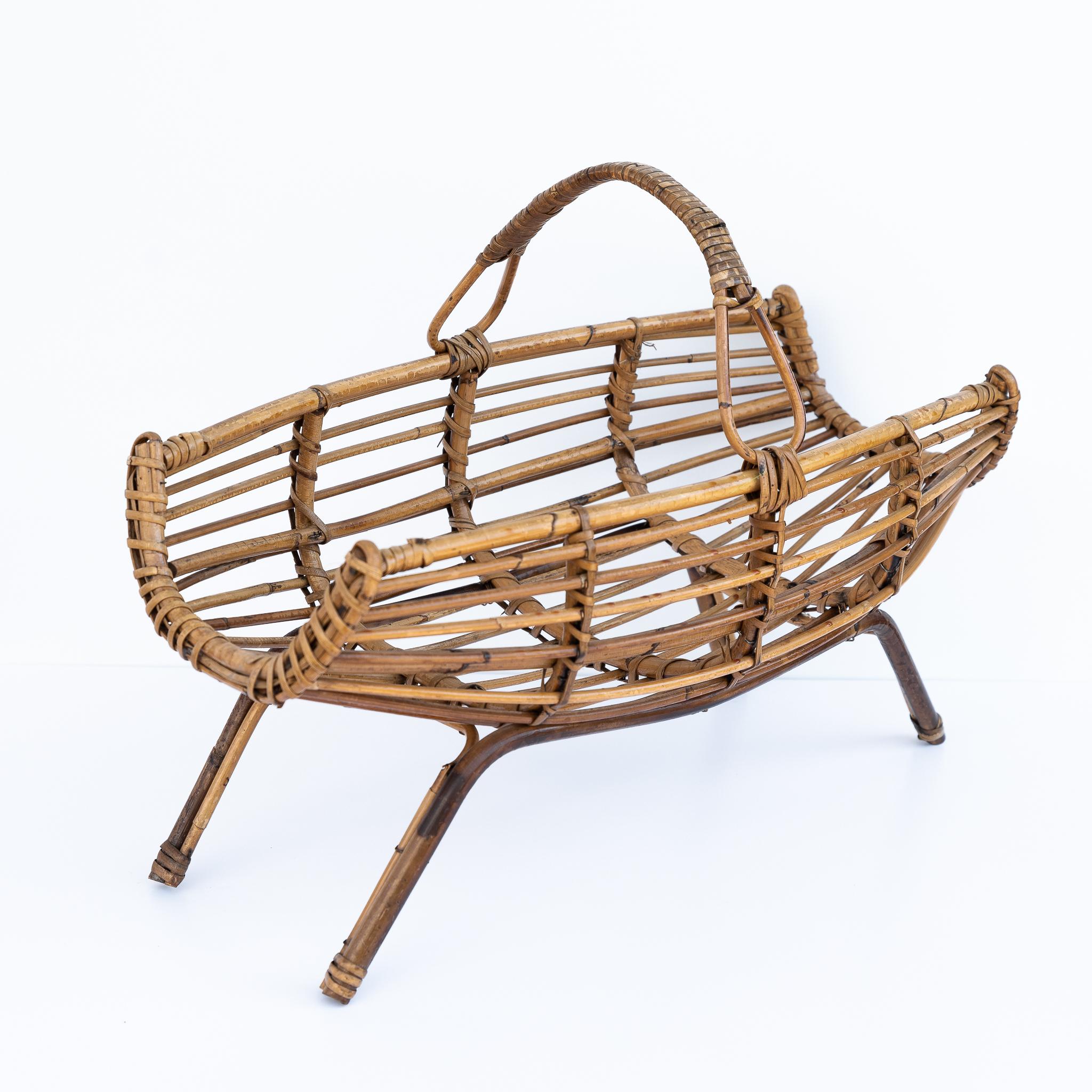 Mid-Century moderno Portariviste in bambù e rattan nello stile di Franco Albini, Anni '60 in vendita