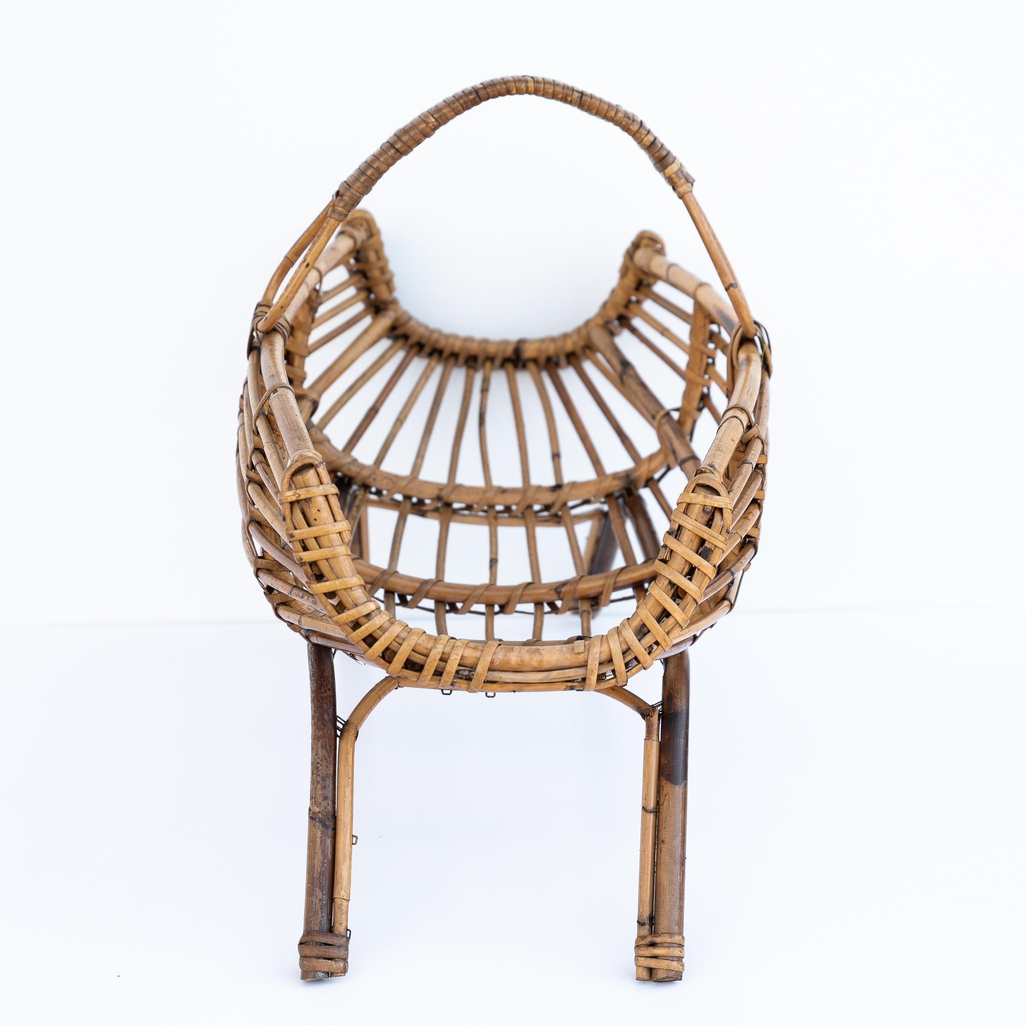 Portariviste in bambù e rattan nello stile di Franco Albini, Anni '60 In condizioni buone in vendita a Bastia Umbra, IT