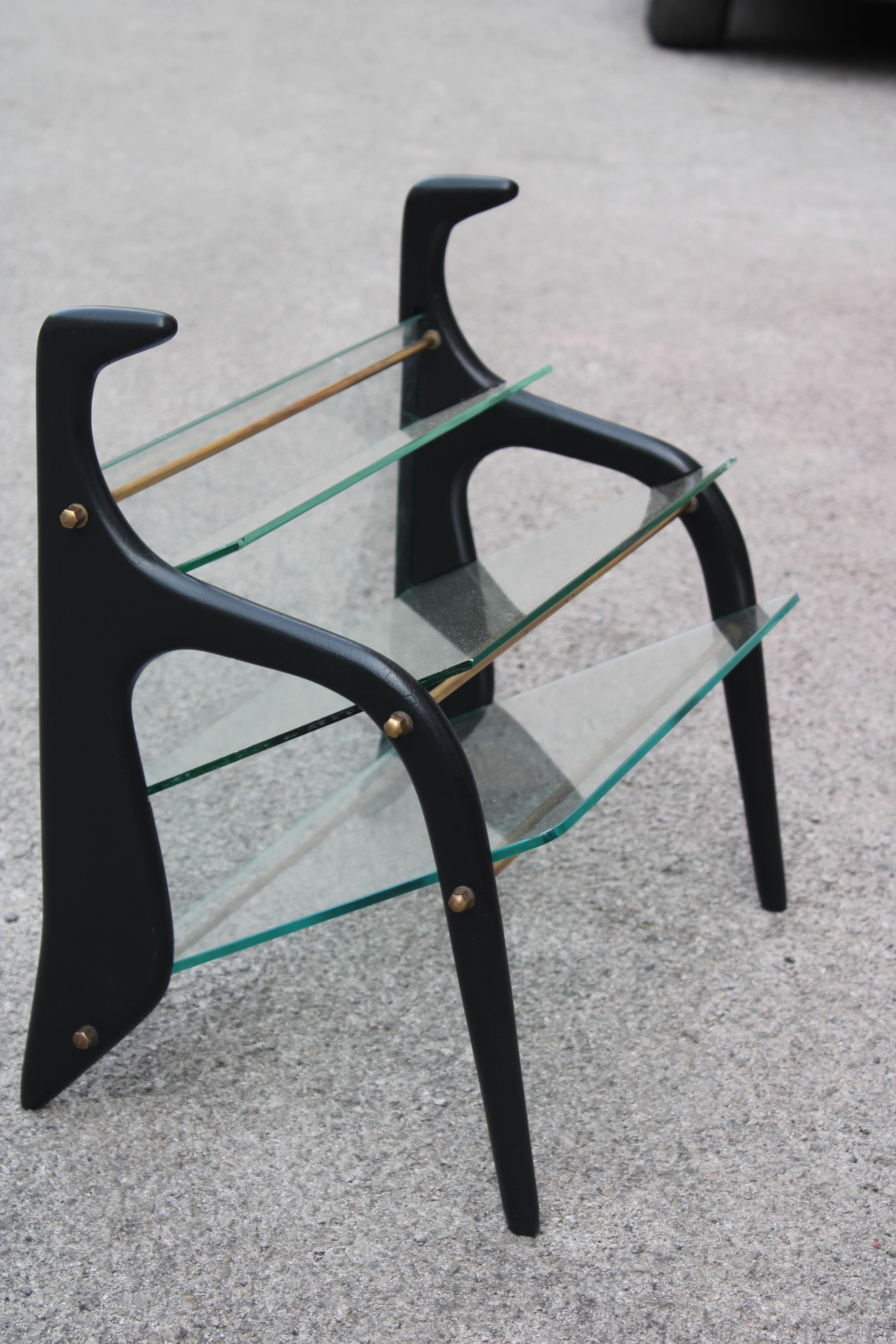 Portariviste in legno Curvato e vetri Cesare Lacca Mid-century Italian Design in vendita 2