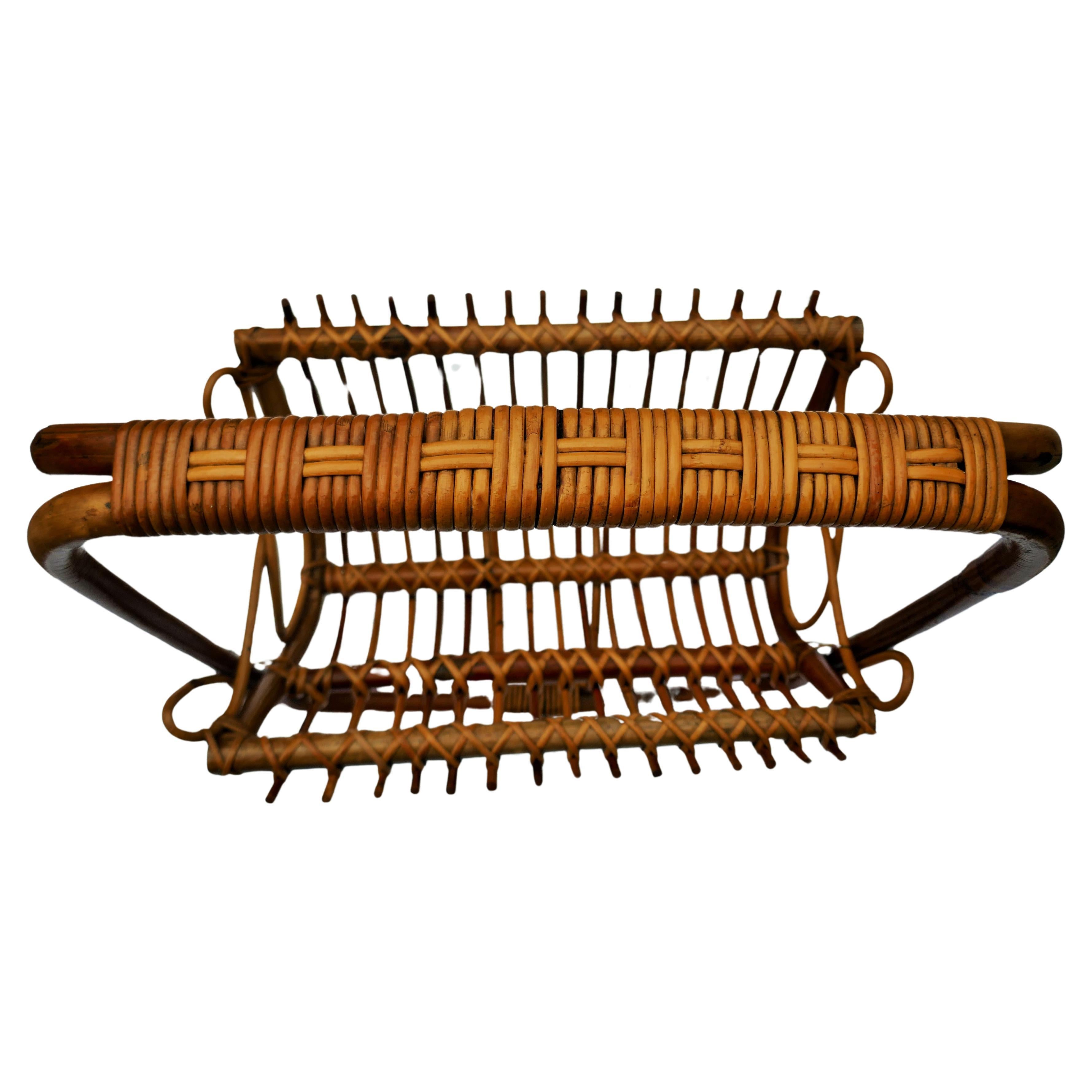 Bamboo rattan magazine rack attributed to Bonacina For Sale 5