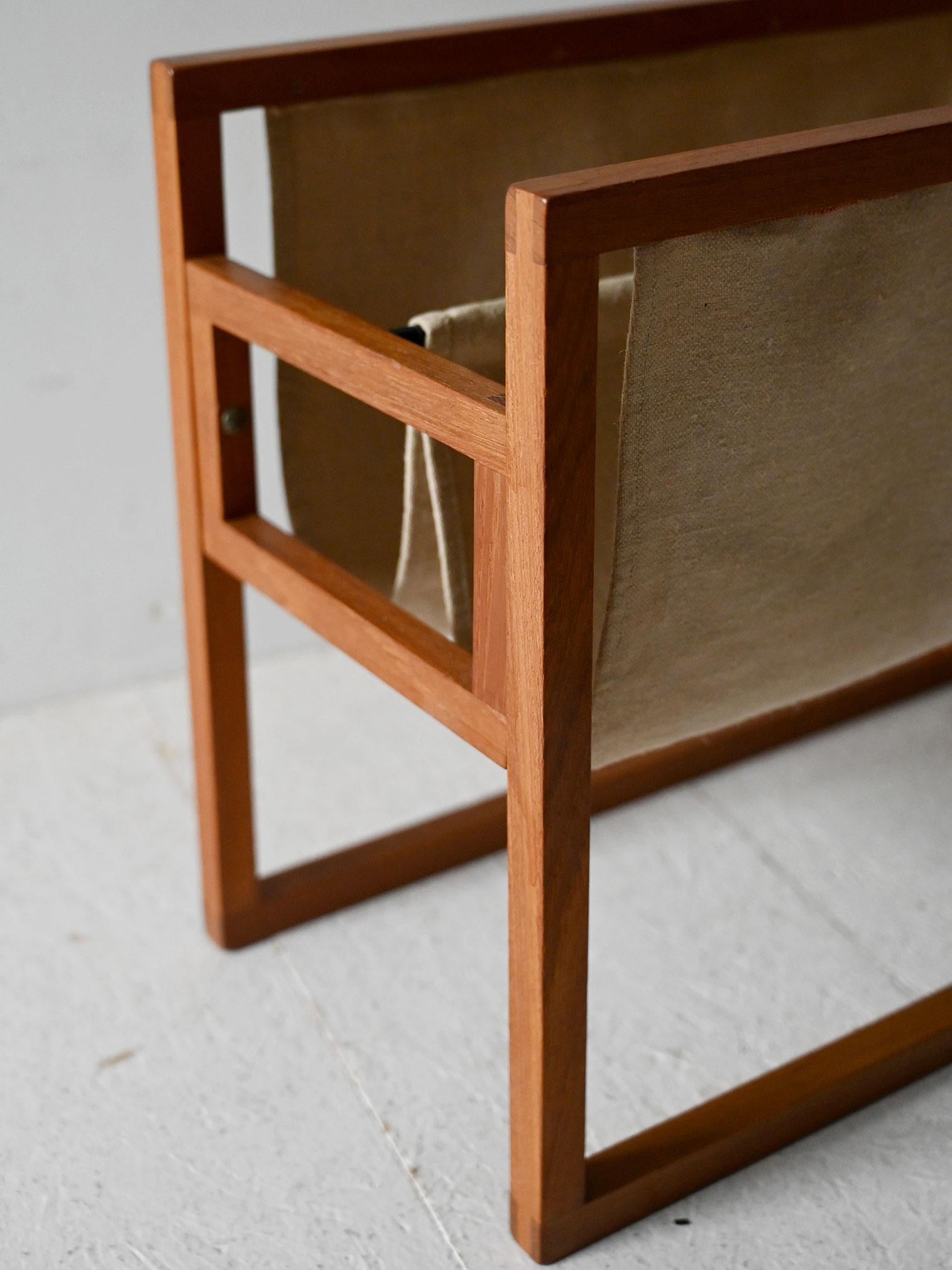 Teak Vintage teak magazine rack by Henning Wind-Hansen For Sale