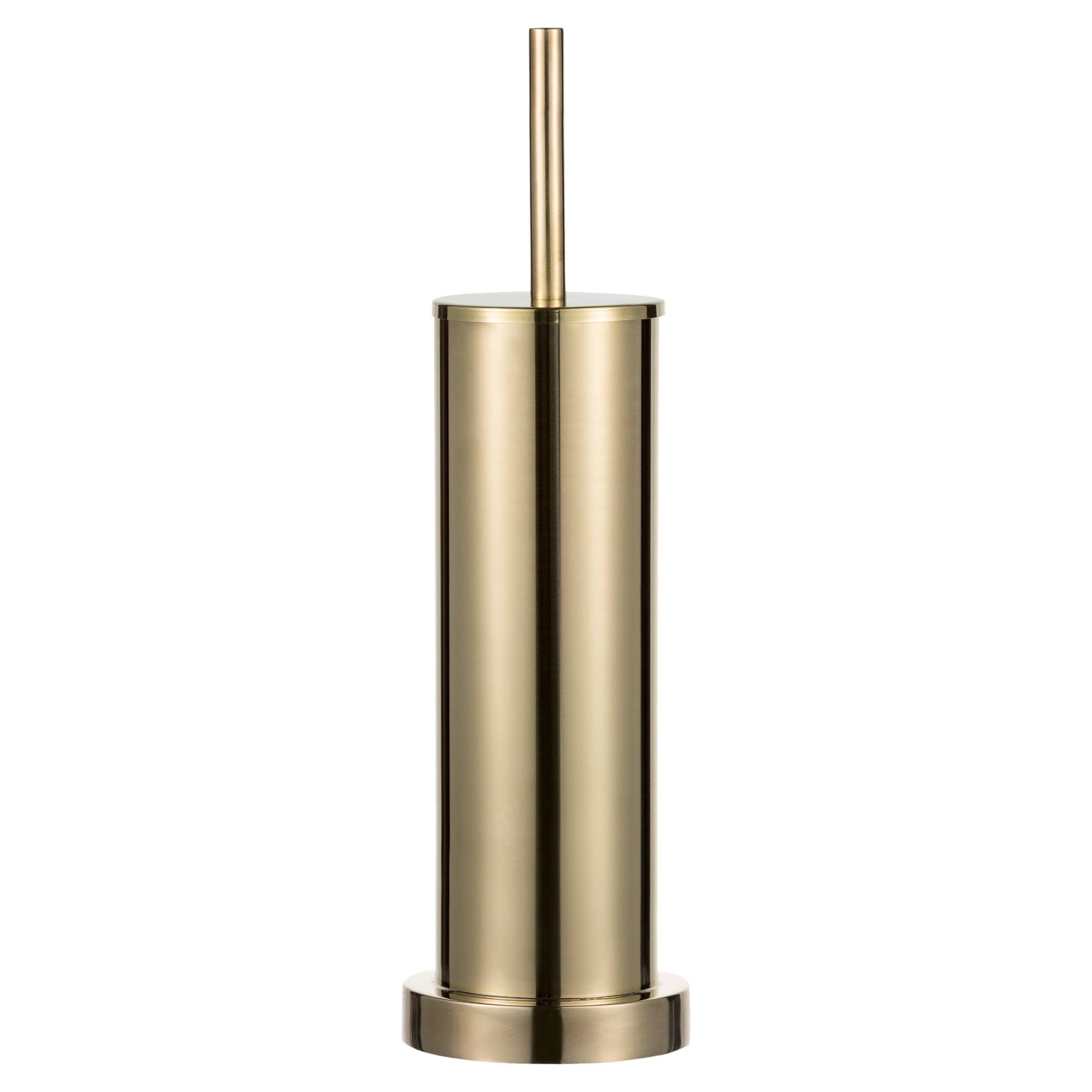 Smooth brass toilet brush holder