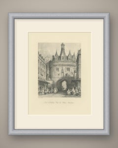 Porte du Caillou, Bordeaux, Antique Engraving after Thomas Allom, circa 1845