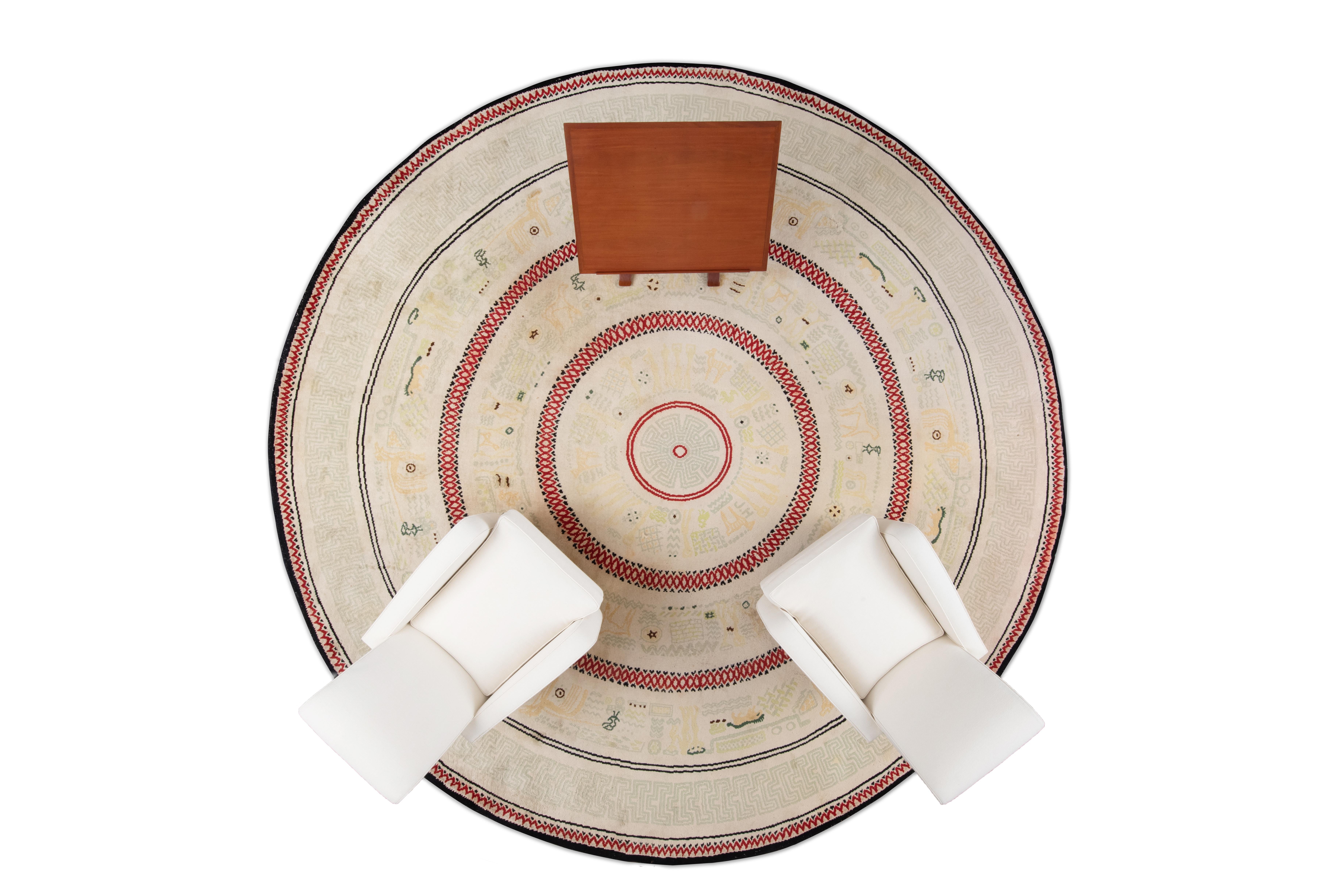 Francese Tappeto circolare in lana Porteneuve Unique in vendita