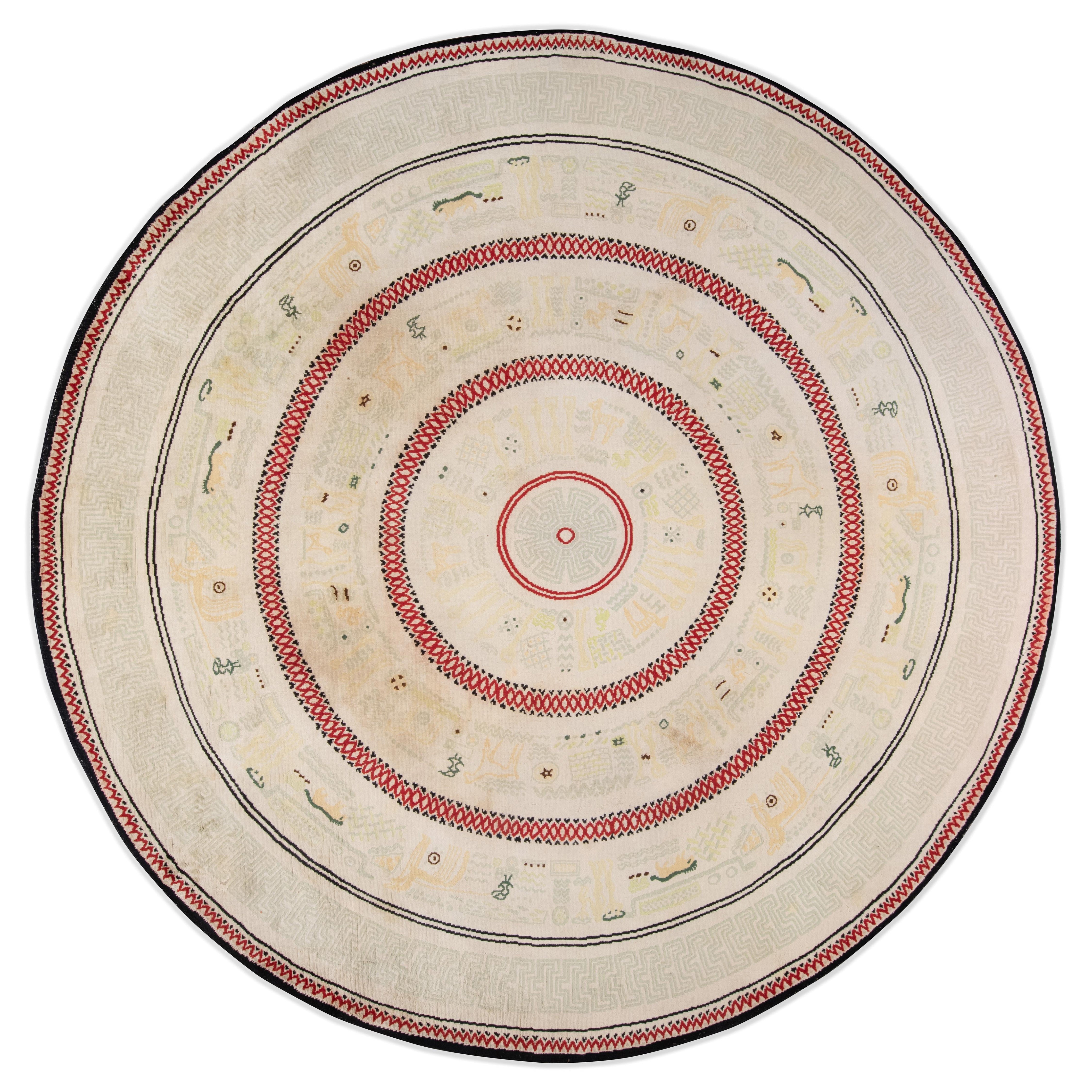 Tapis circulaire en laine Porteneuve Unique