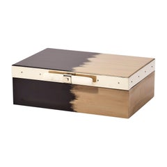 Porteño Pequeño Negro y Crema Caja de Madera Pintada a Mano
