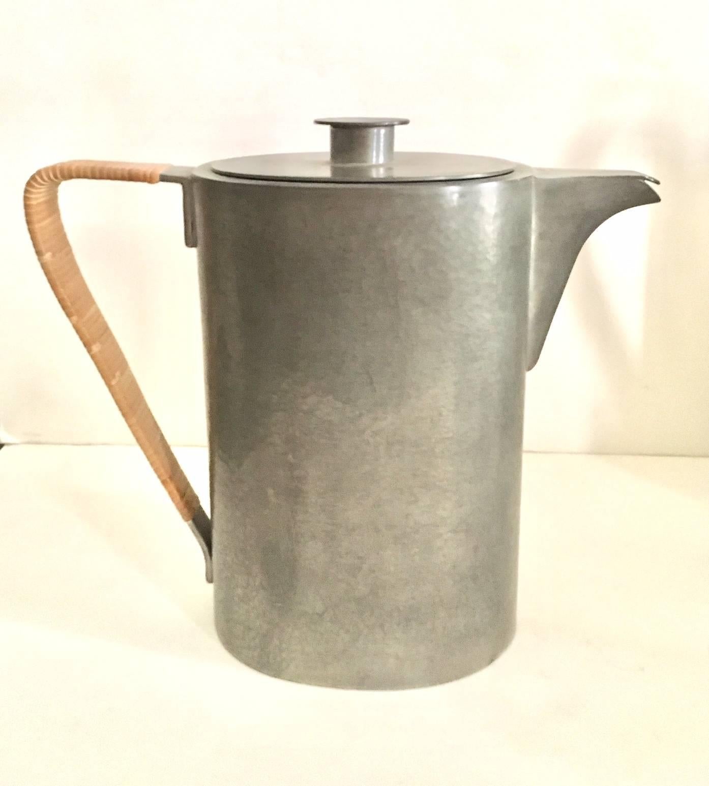 Mid-Century Modern Porter Blanchard Mid Century pewter five piece Coffee and Tea Set For Sale