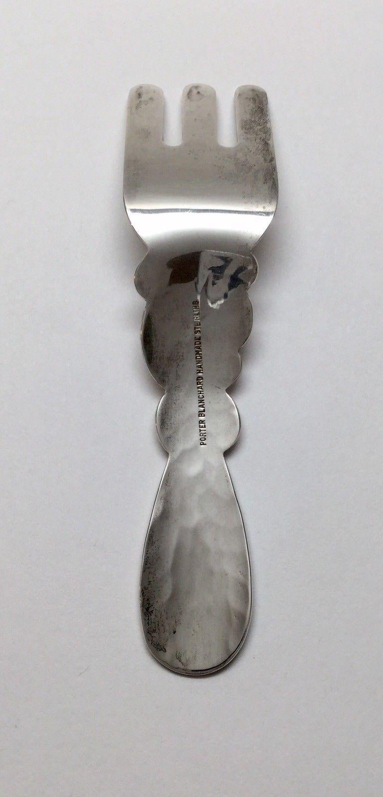 20th Century Porter Blanchard Hammered Sterling Silver Bunny Baby Fork