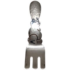 Porter Blanchard Hammered Sterling Silver Bunny Baby Fork