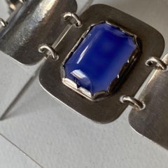 Porter Blanchard Silver Bracelet with Blue Chalcedony