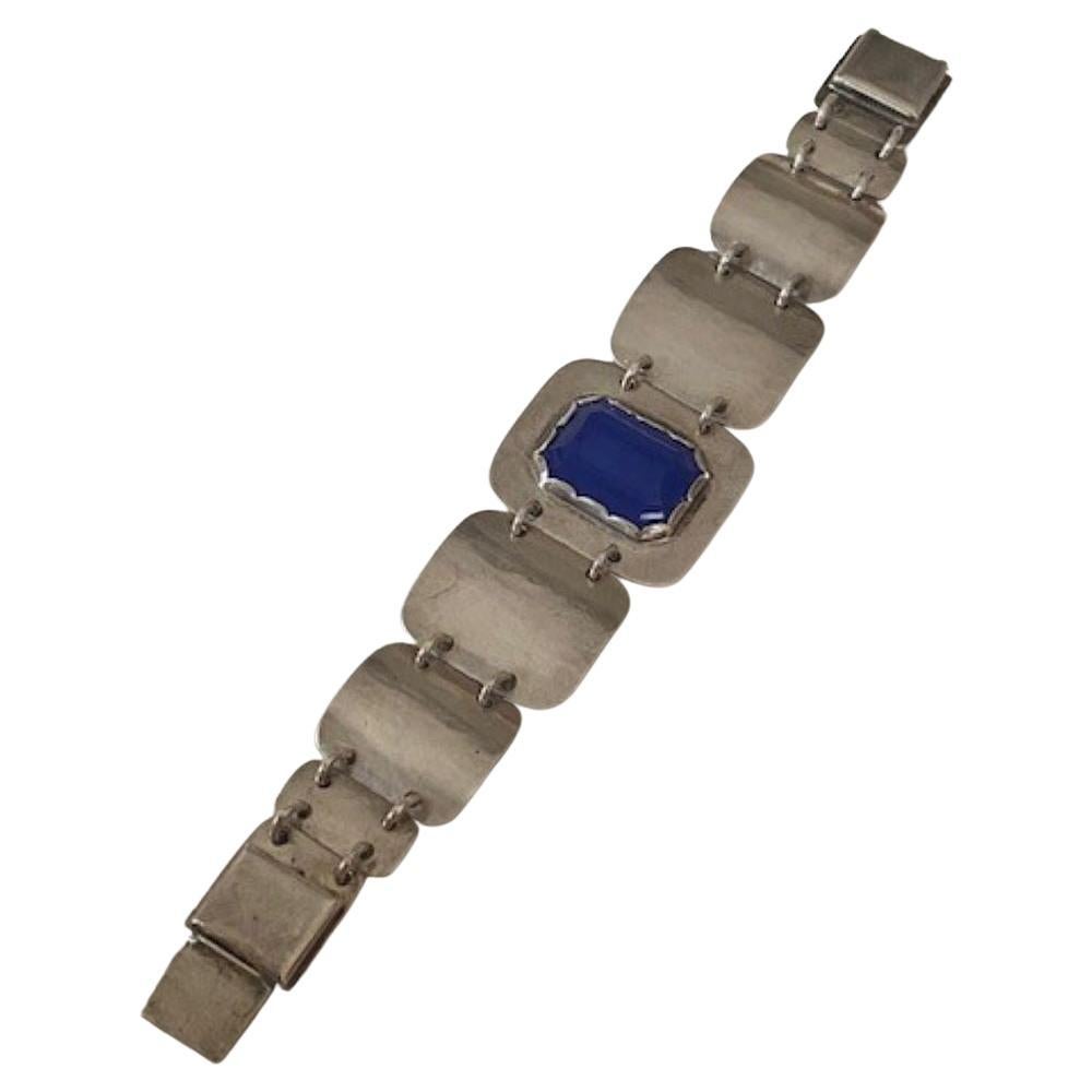Porter Blanchard Silver Bracelet with Blue Chalcedony