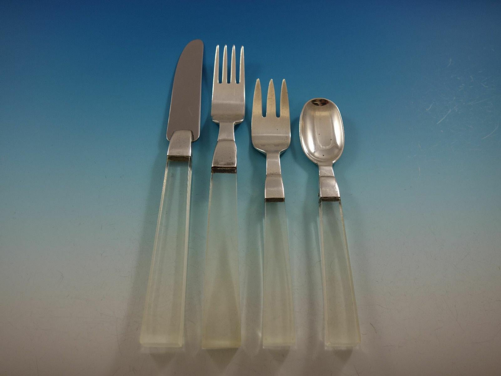 Porter Blanchard Sterling Silver & Lucite Flatware Set Service 43 Pieces Modern In Excellent Condition For Sale In Big Bend, WI