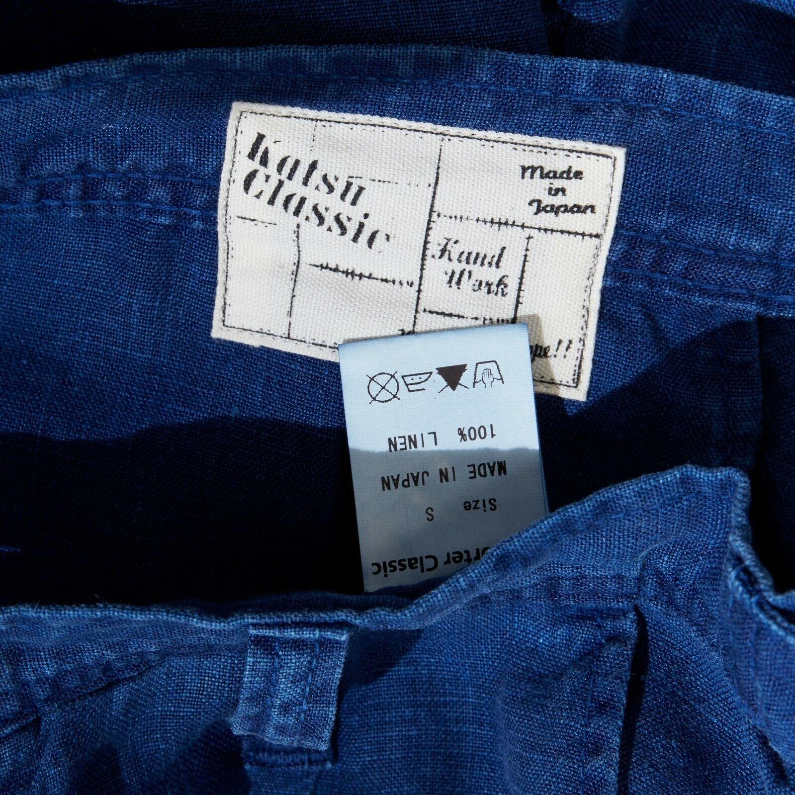 PORTER CLASSIC JAPAN Katsu 100% linen indigo blue drop crotch trousers S 29