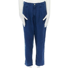 PORTER CLASSIC JAPAN Katsu 100% linen indigo blue drop crotch trousers S 29"