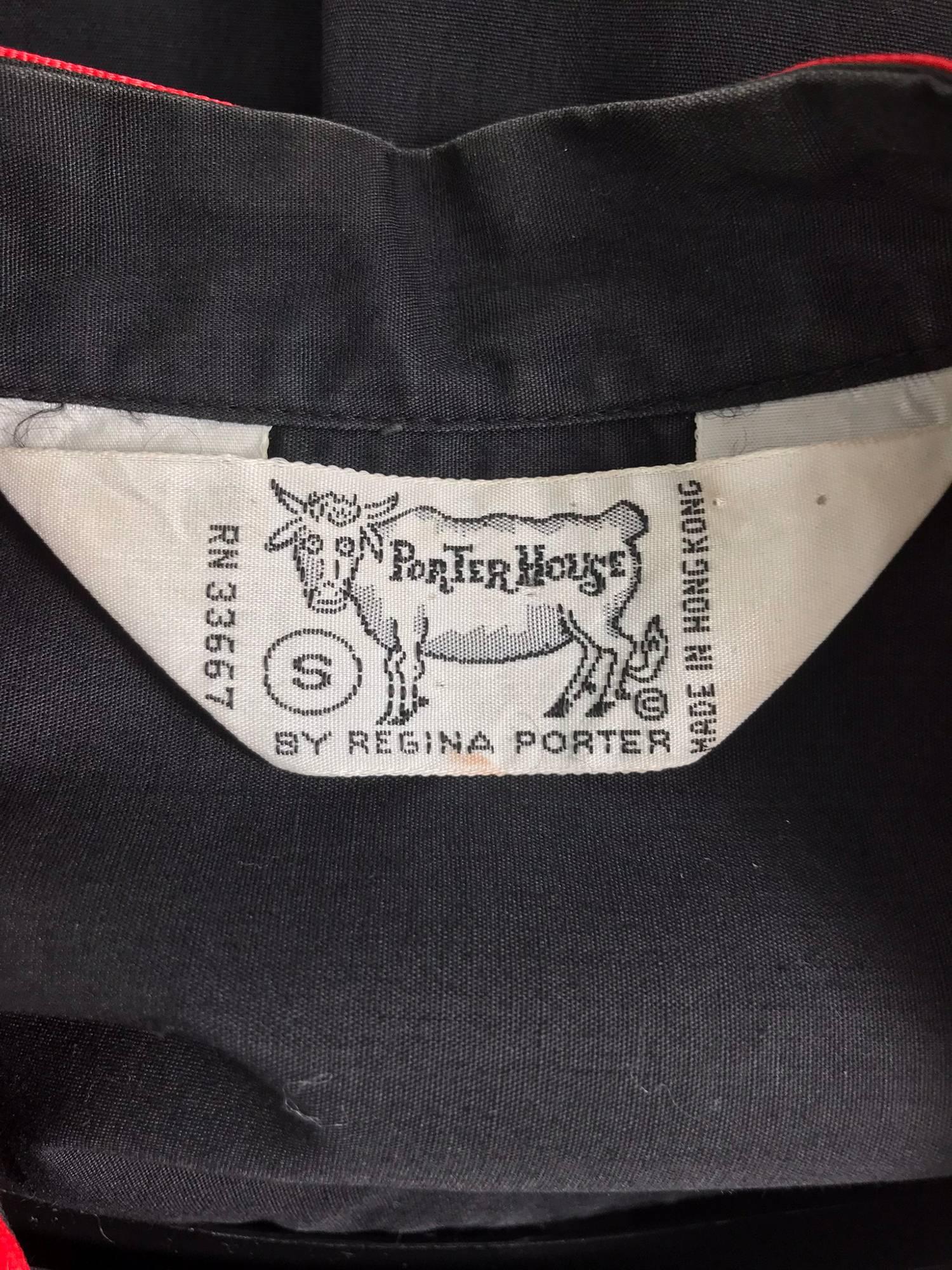 Porter House Regina Porter black cotton ribbon trim peasant blouse 1970s 6