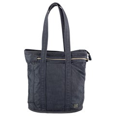PORTER Navy Canvas Zip Tote Bag