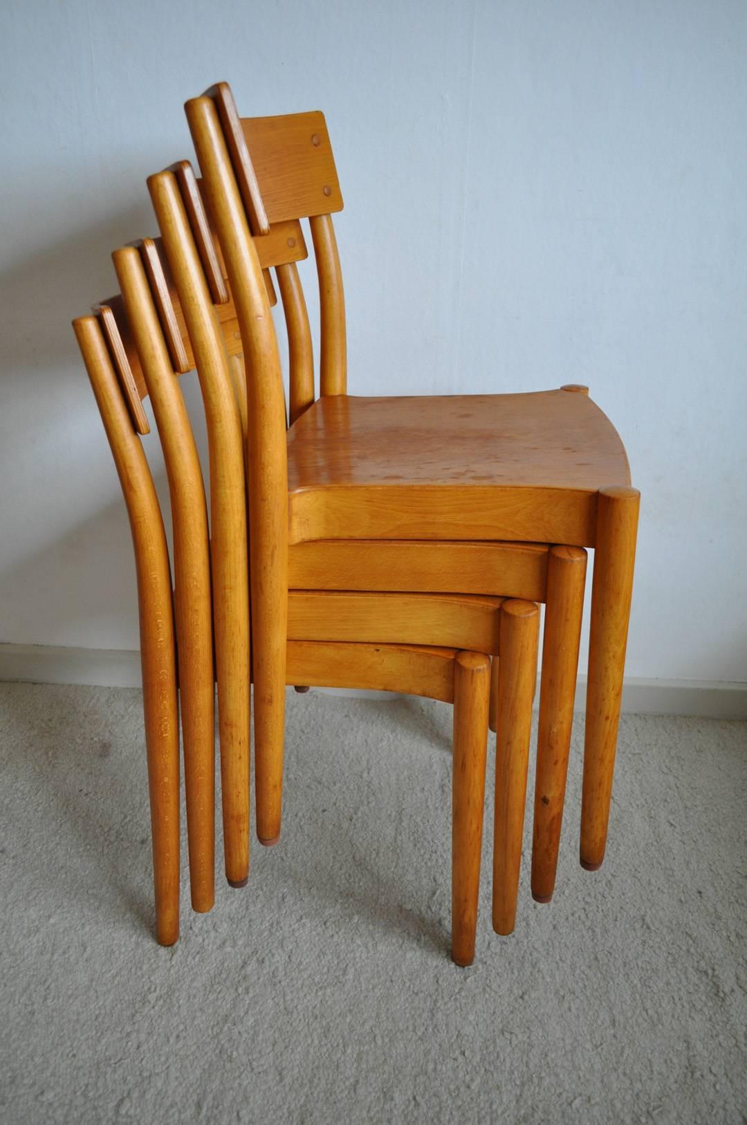 Scandinavian Modern Portex Stackable Chairs Designed by Peter Hvidt & Orla Mølgaard-Nielsen