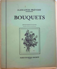 Portafoglio di acqueforti di bouquet di Jean-Louis Prevost
