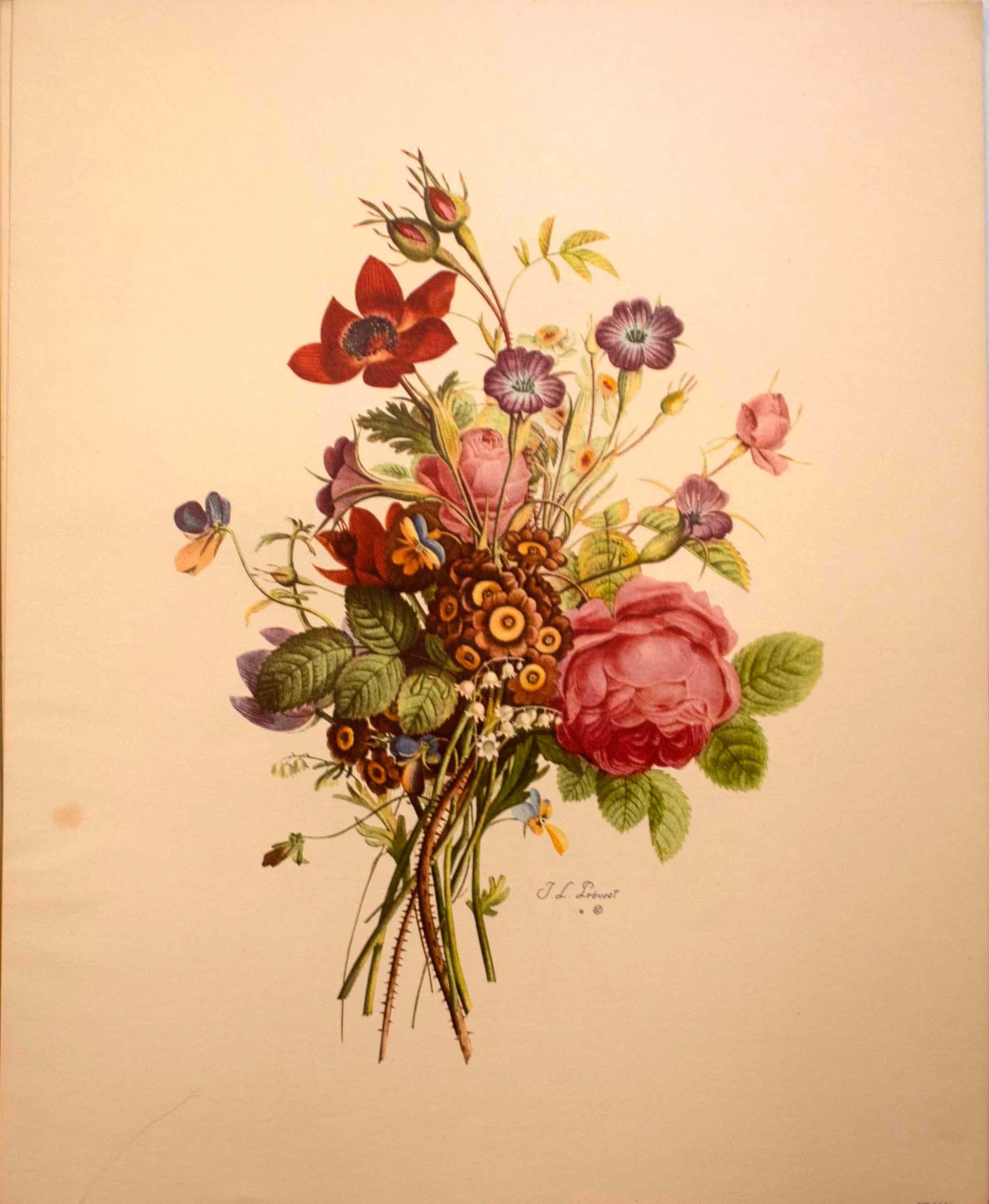 Portfolio of Jean-Louis Prevost Bouquets Etchings In Good Condition In Keego Harbor, MI