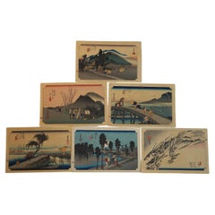 Portfolio of Six Antique Japanese Woodblock Prints C1920