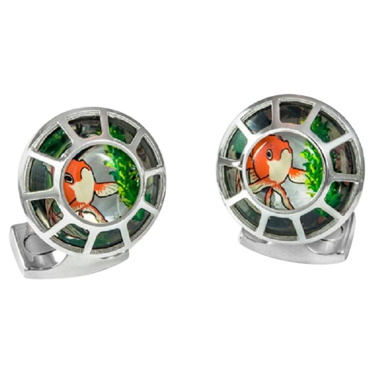 Deakin & Francis Porthole Cufflinks With Fish Centre