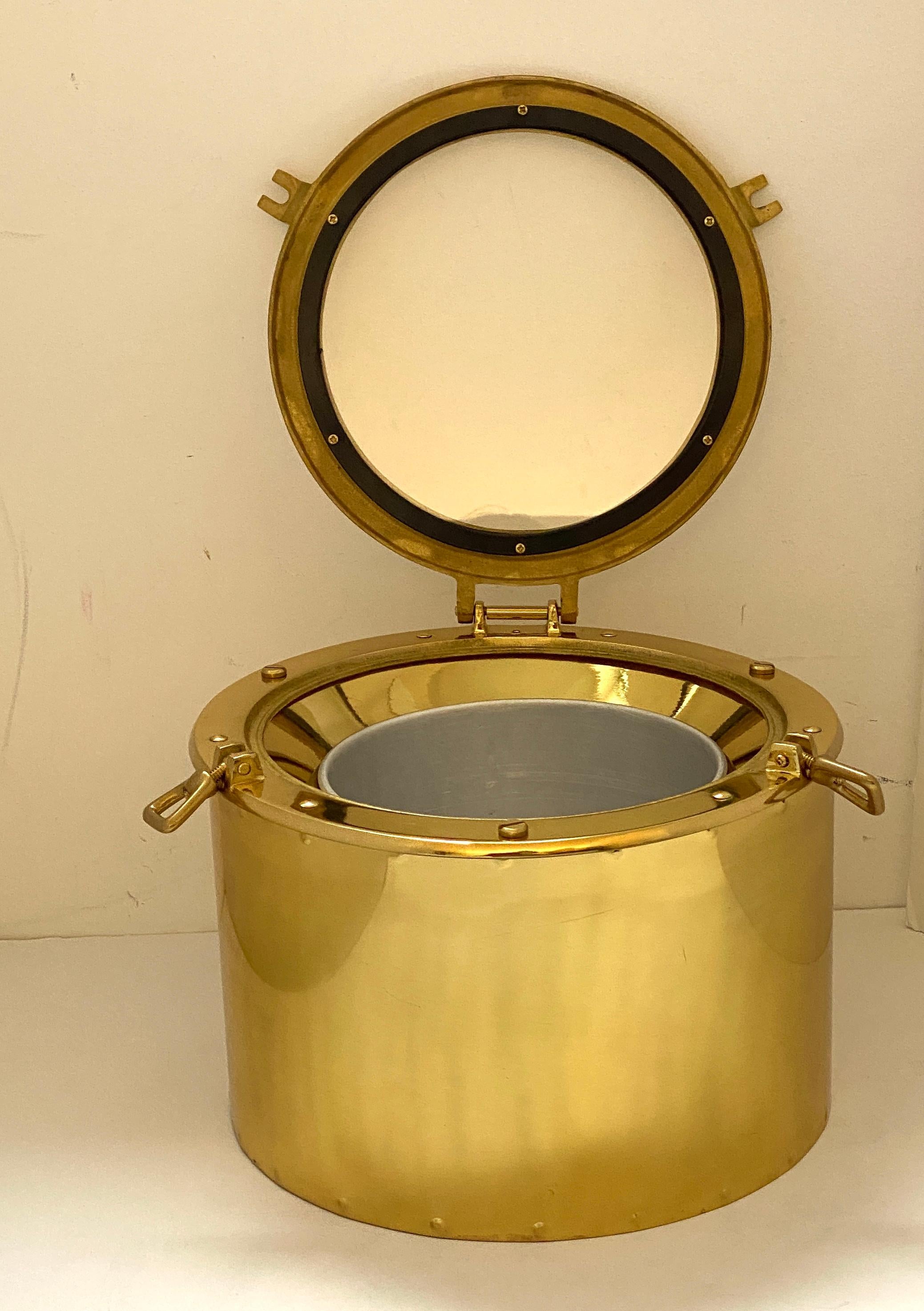 American Porthole Ice Bucket Brass