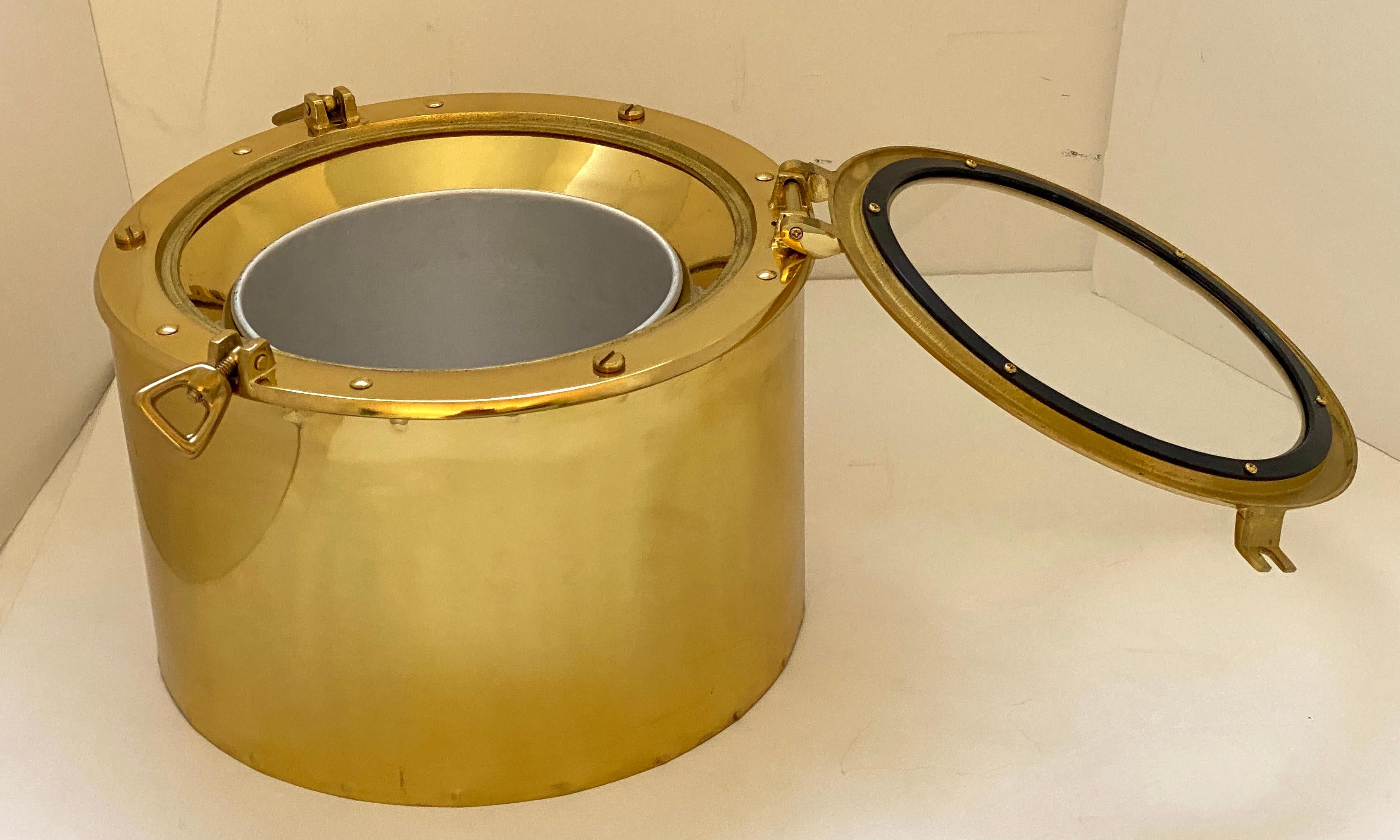Polished Porthole Ice Bucket Brass