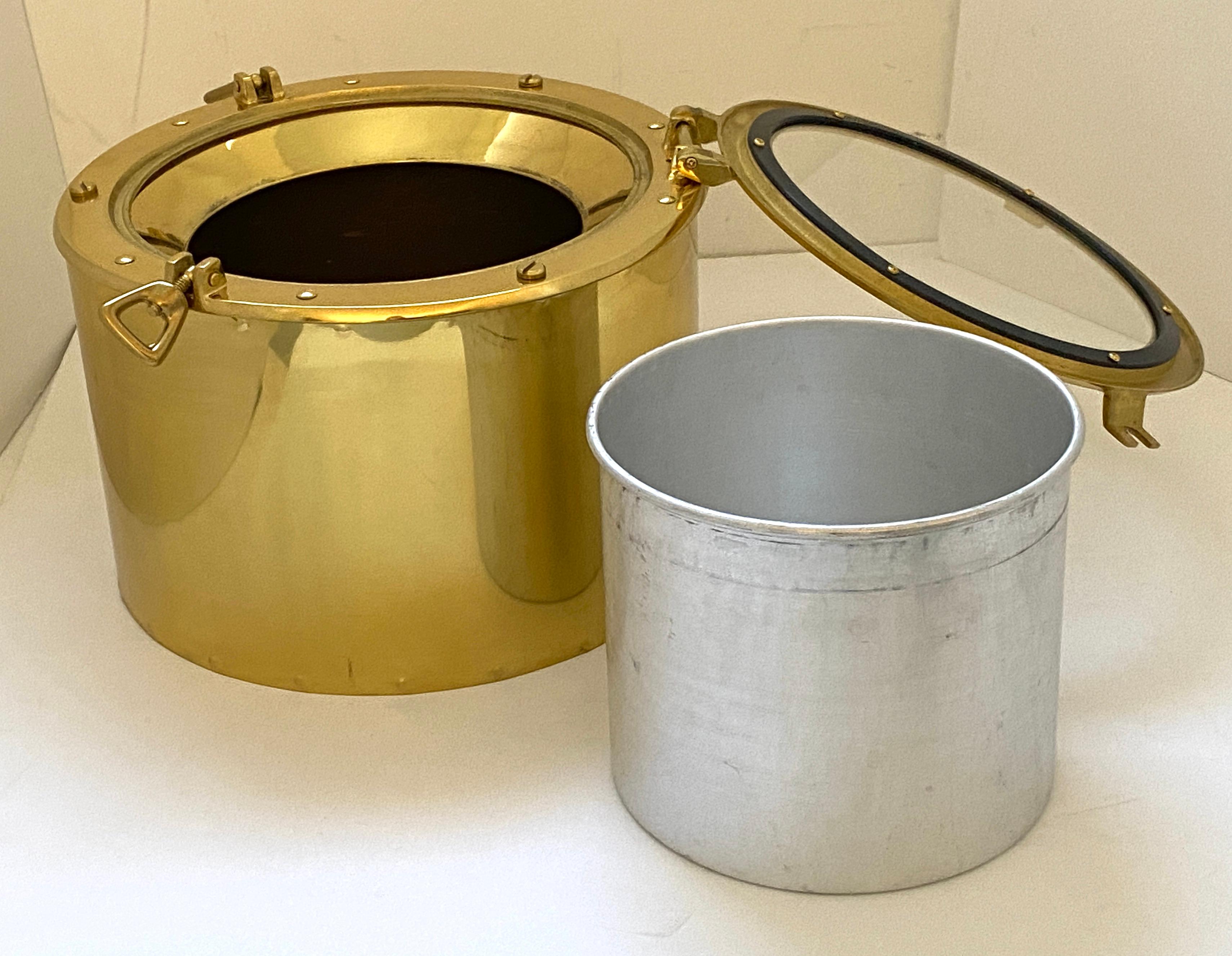 20th Century Porthole Ice Bucket Brass