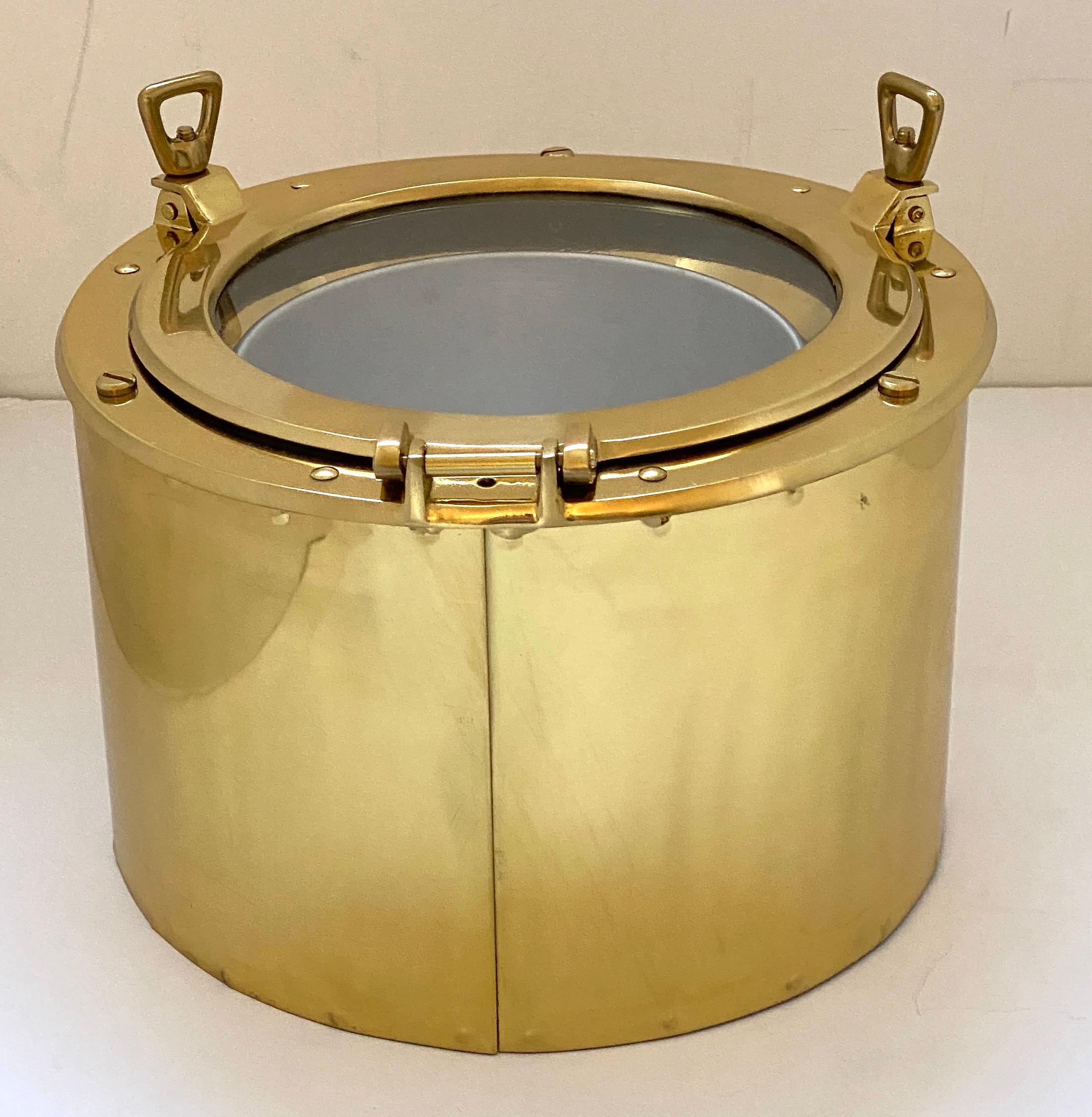 Aluminum Porthole Ice Bucket Brass