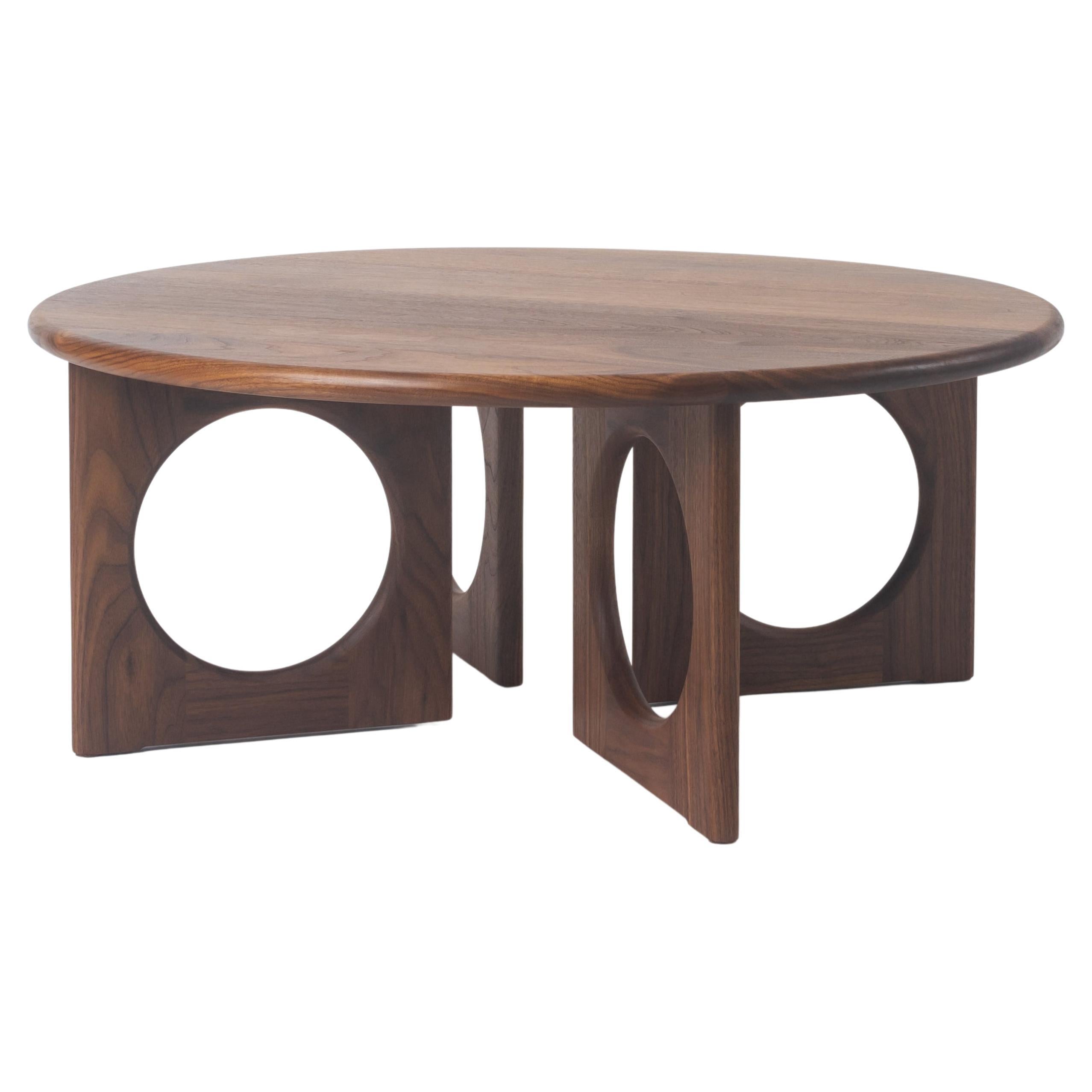 Porthole Low Table, Handcrafted Solid Wood Coffee Table For Sale