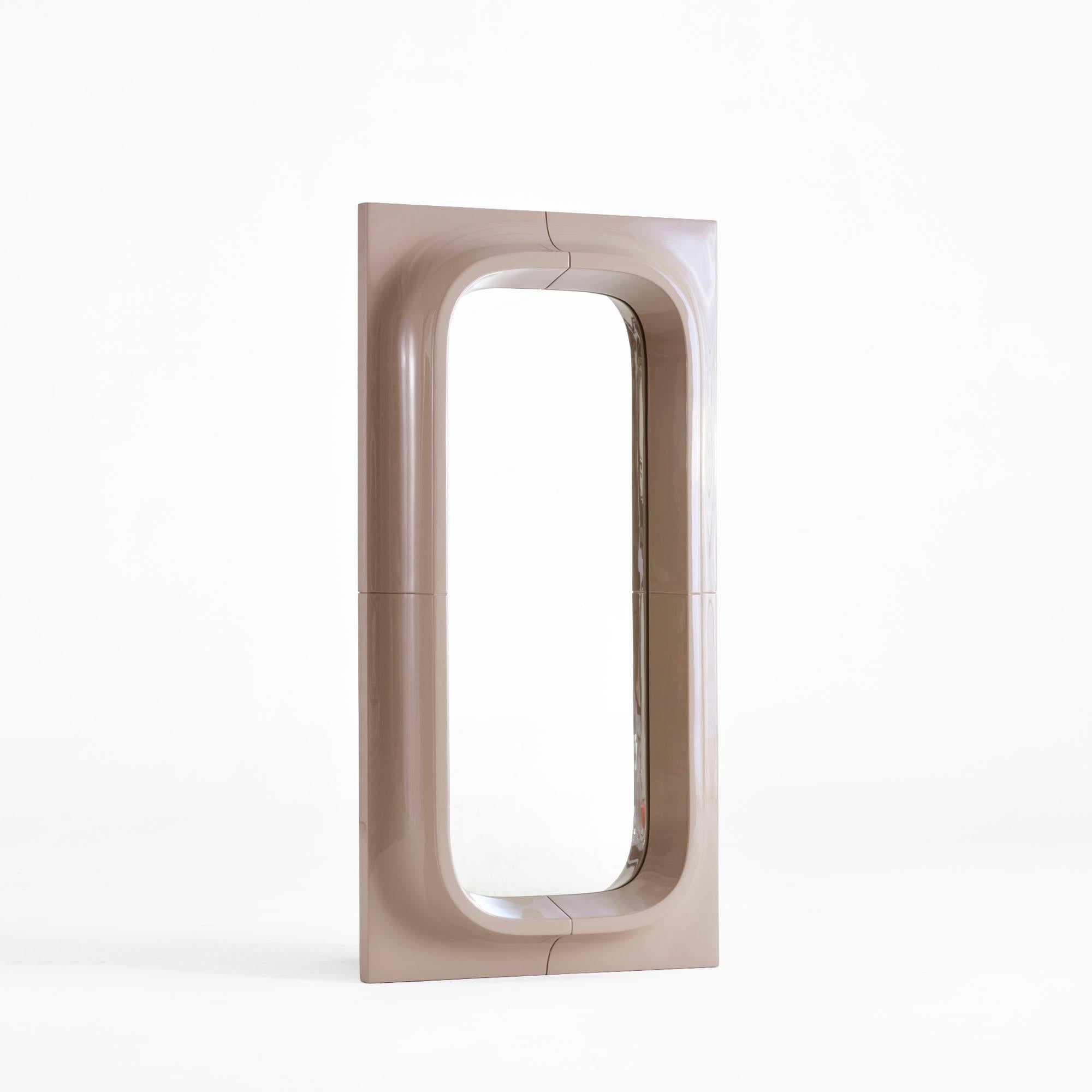 Espejo de ojo de buey pequeño marrón de Willo Perron para NOGA Era espacial en venta