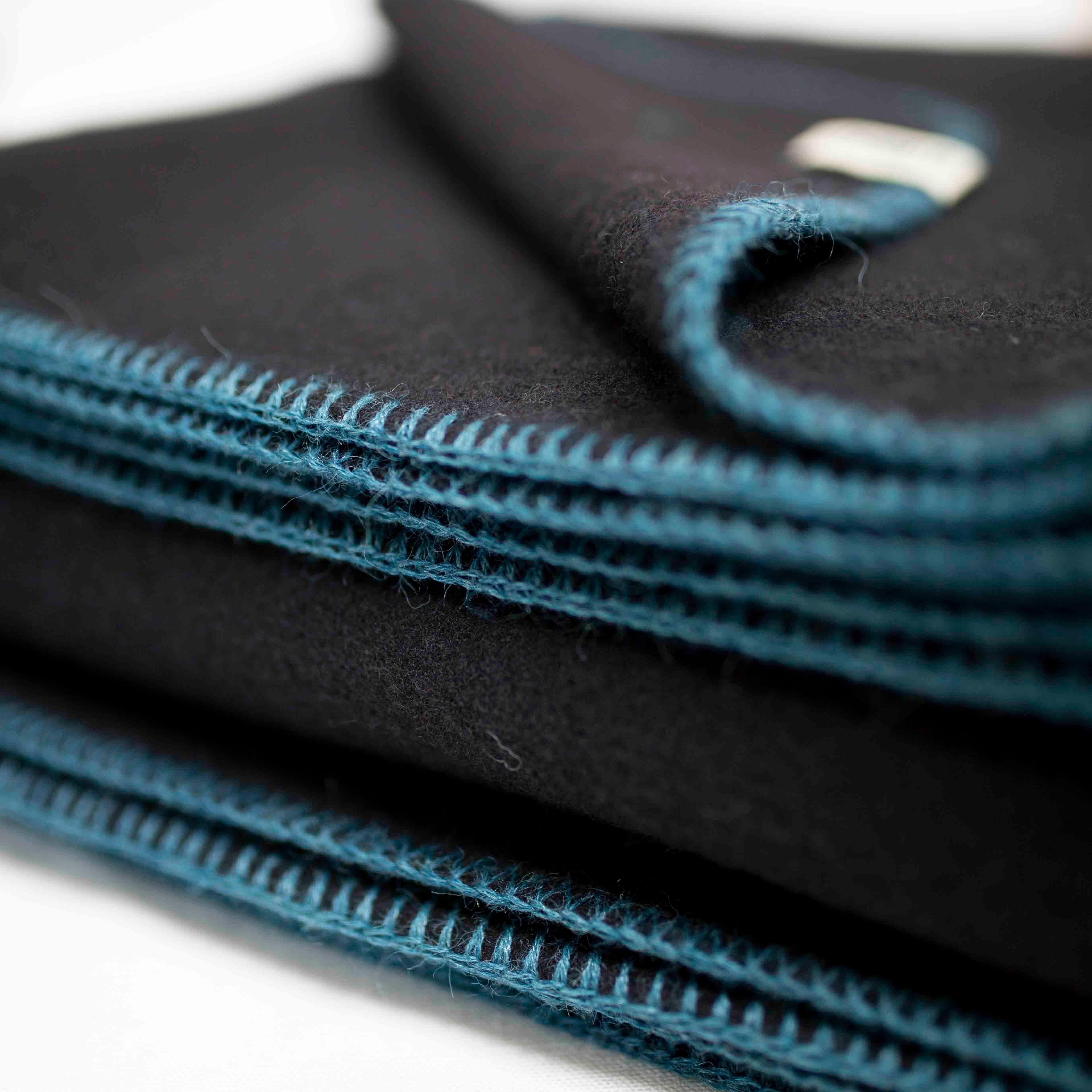 Portia Black Merino Wool Blanket with Alpaca and Silk Finish, Porch Blanket In New Condition For Sale In Sebastopol, CA