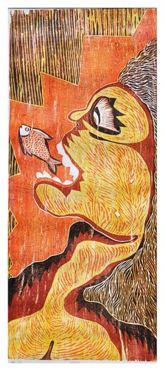 Monocopia xilográfica de Portia Roy, titulada "El diablo viste de Prada", 2009