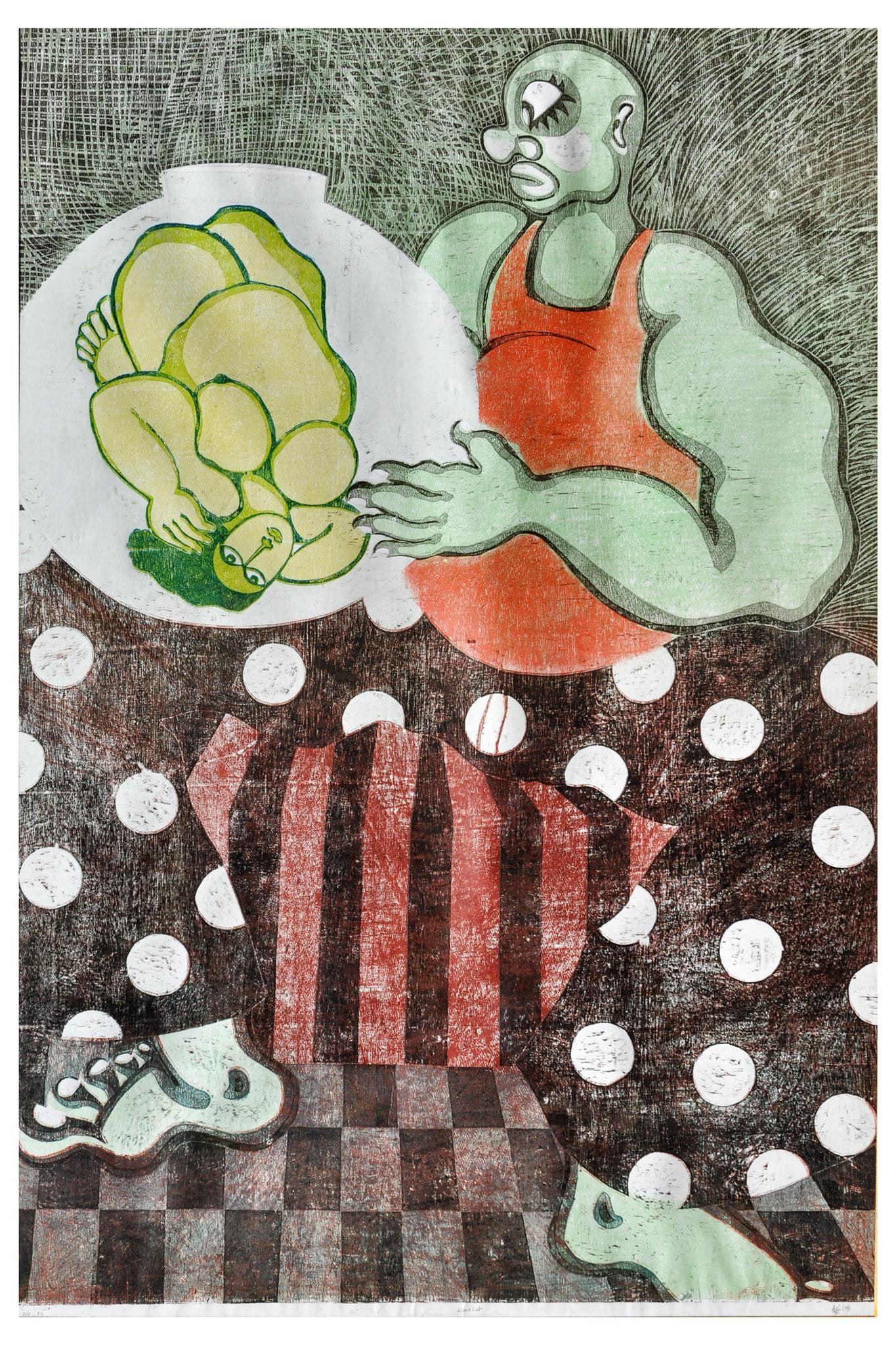 Monogravure sur bois de Portia Roy, intitulée « Fantastique », 2010
