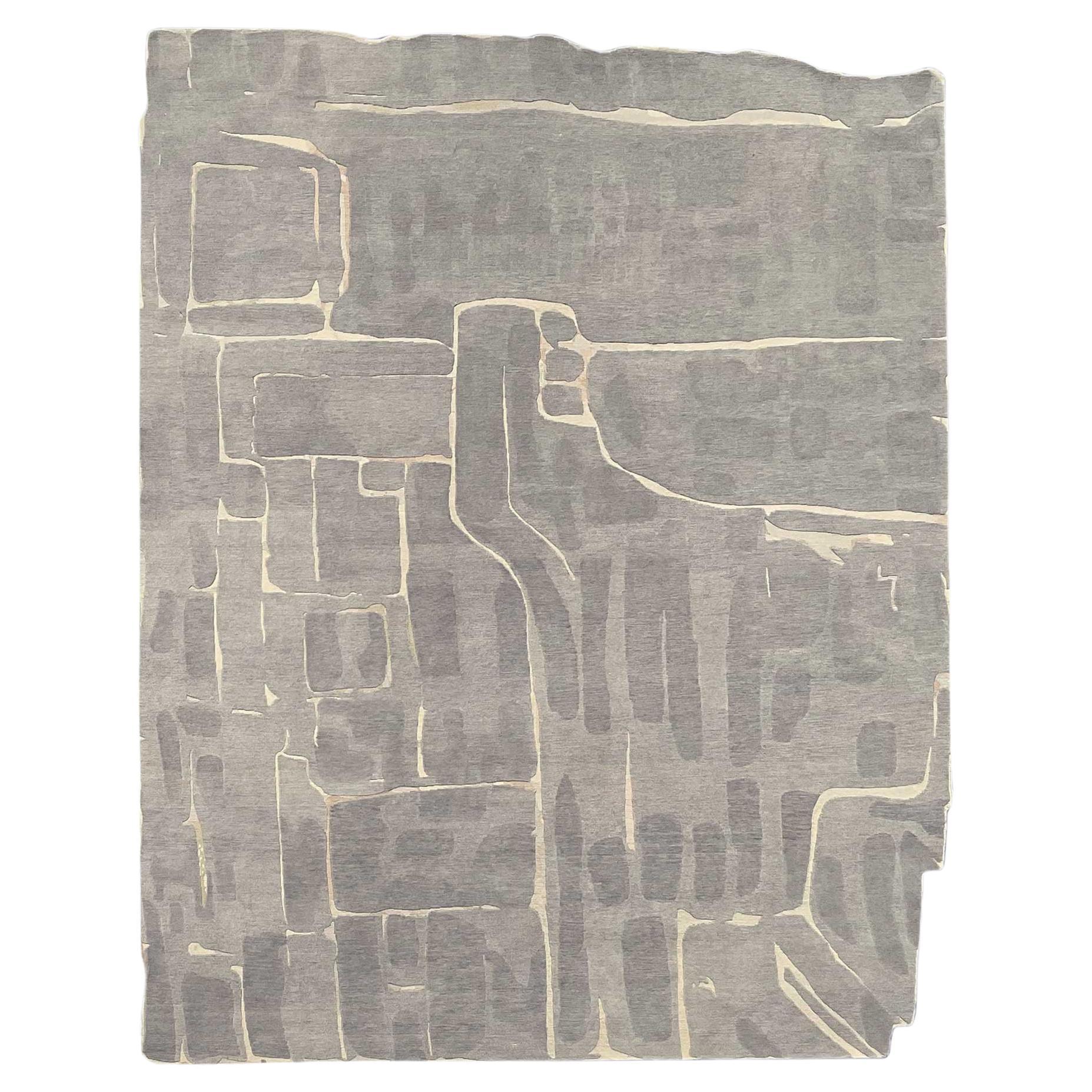 Portico Greyscale Hand-Knotted Rug by Eskayel For Sale