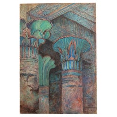 Pórtico del Templo de Isis en Filae, Egipto. Acuarela. C.1920