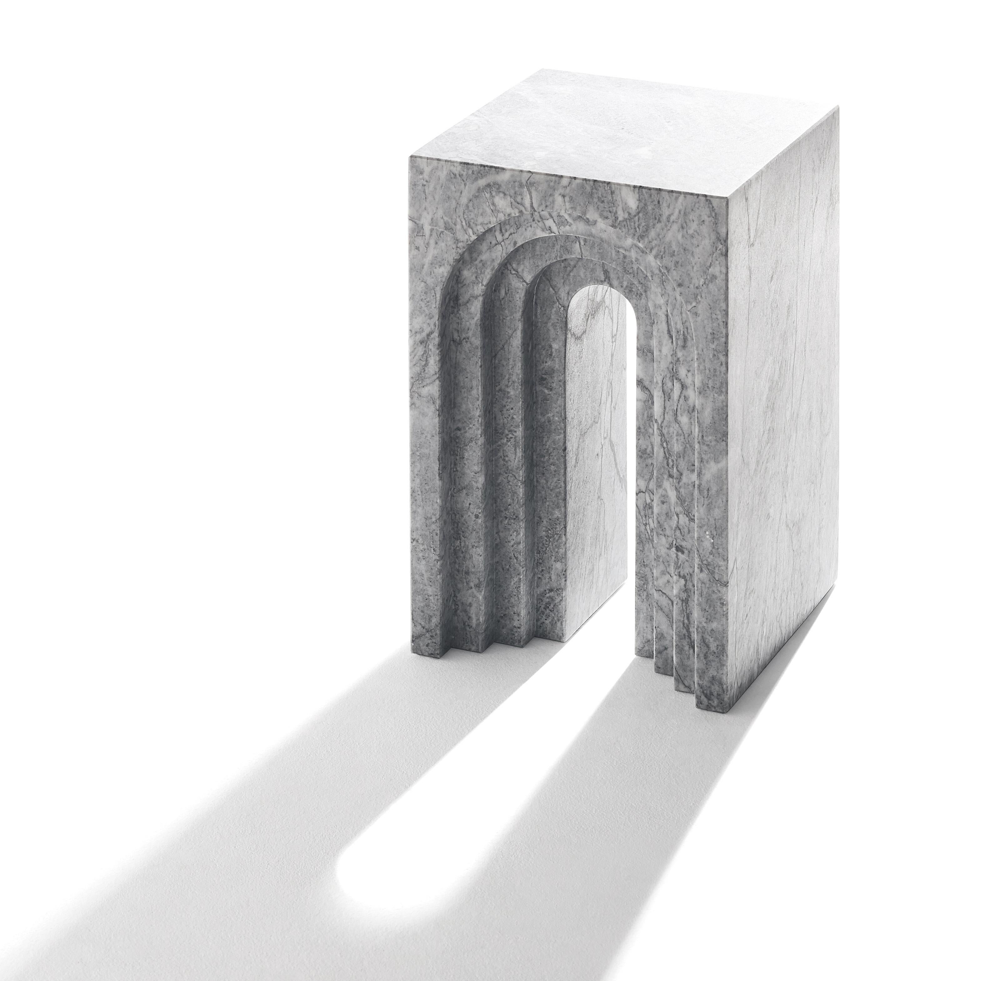 Spanish “Portico Side Table” Riuvina Marble Minimalist Side Table by Aparentment For Sale