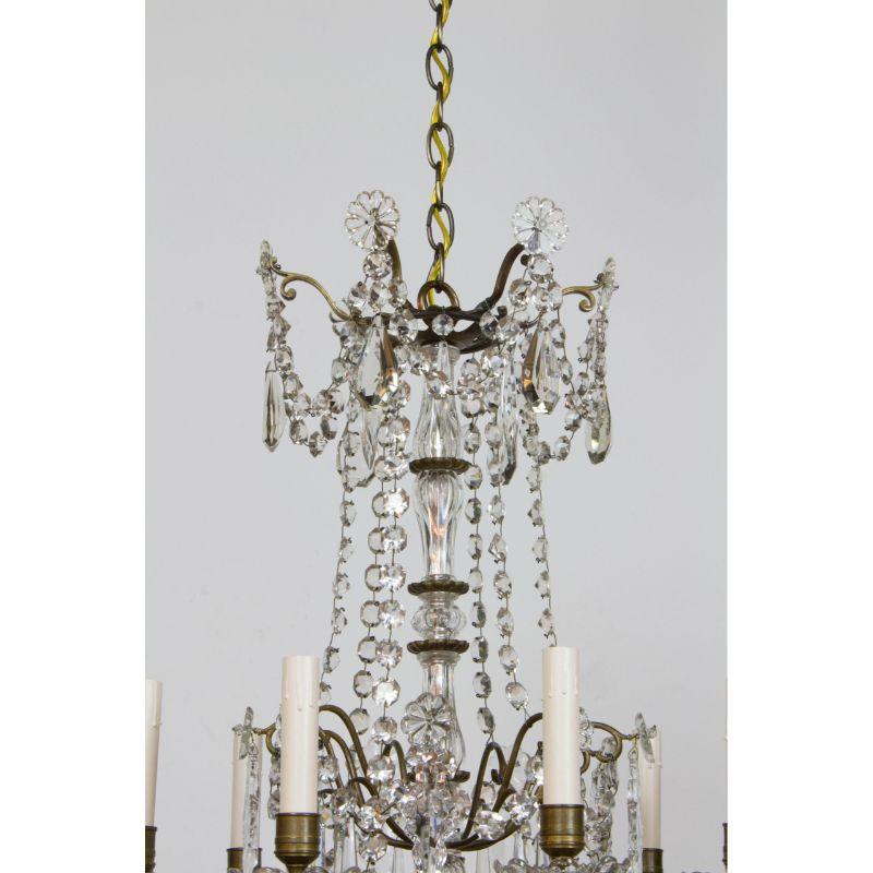 19th Century Portieux Bronze and Crystal Chandelier For Sale