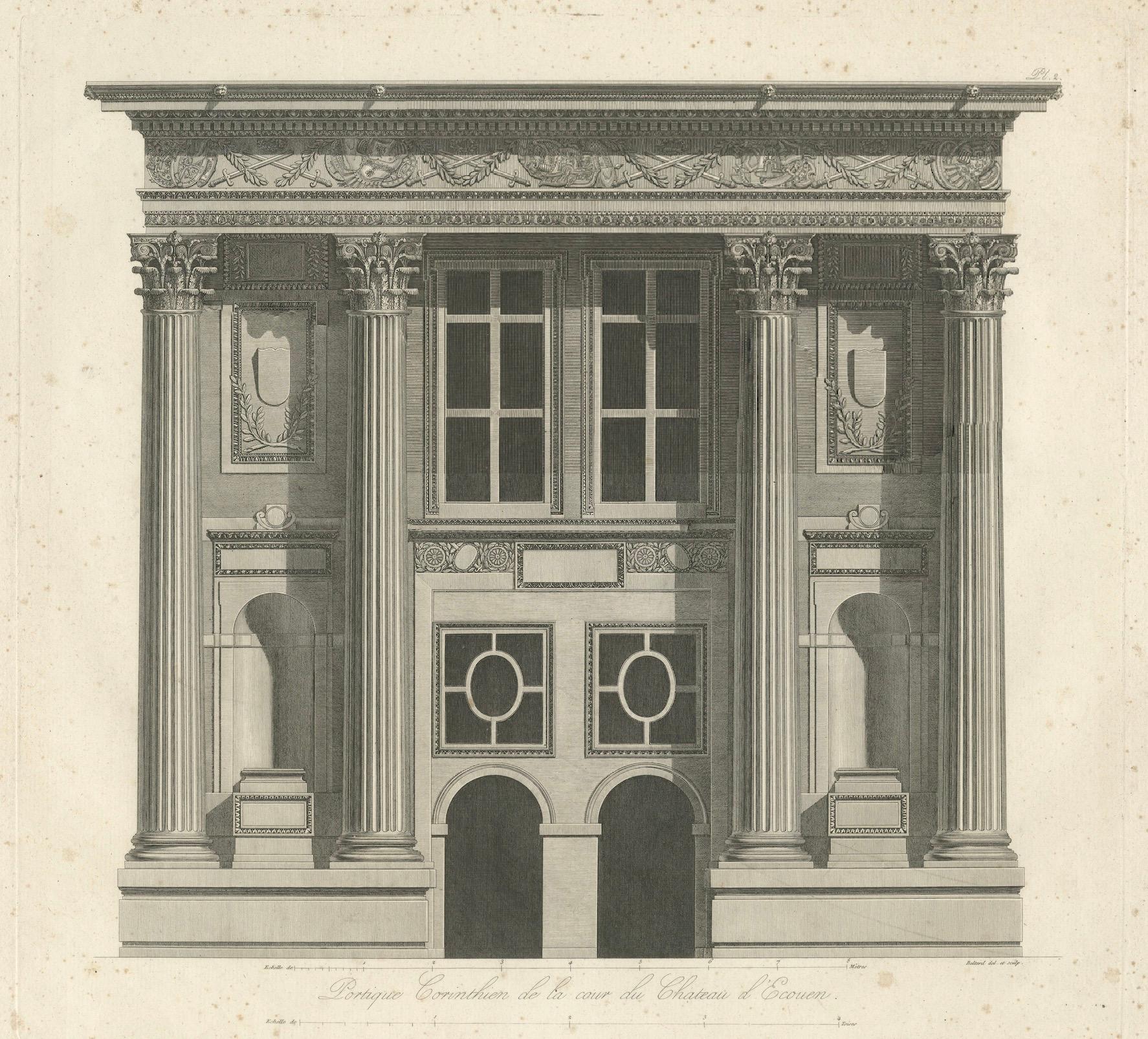 Portique Corinthien du Château d'Écouen - Grabado arquitectónico de Louis-Pierre Baltard

Grabado arquitectónico finamente detallado de Louis-Pierre Baltard (1764-1846) que representa la Portique Corinthien de la cour du Château d'Écouen, el gran