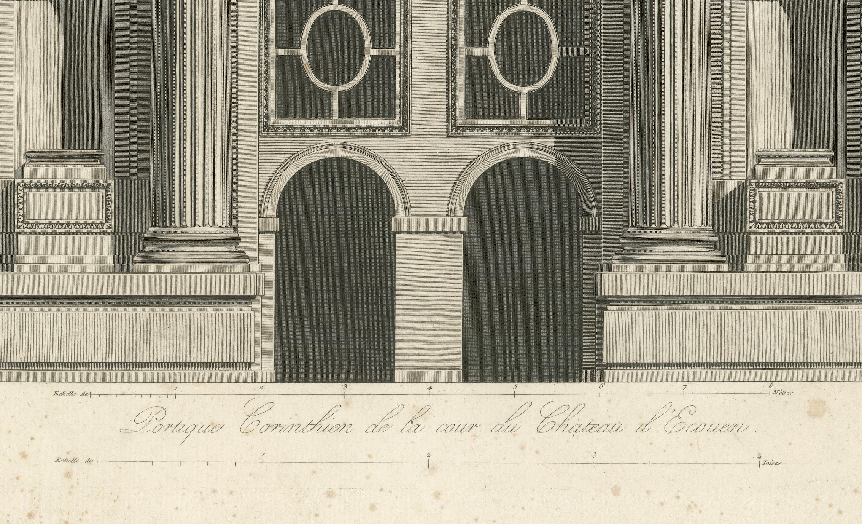 Portique Corinthien du Château d'Écouen - Grabado arquitectónico, Baltard, 1799 Francés en venta