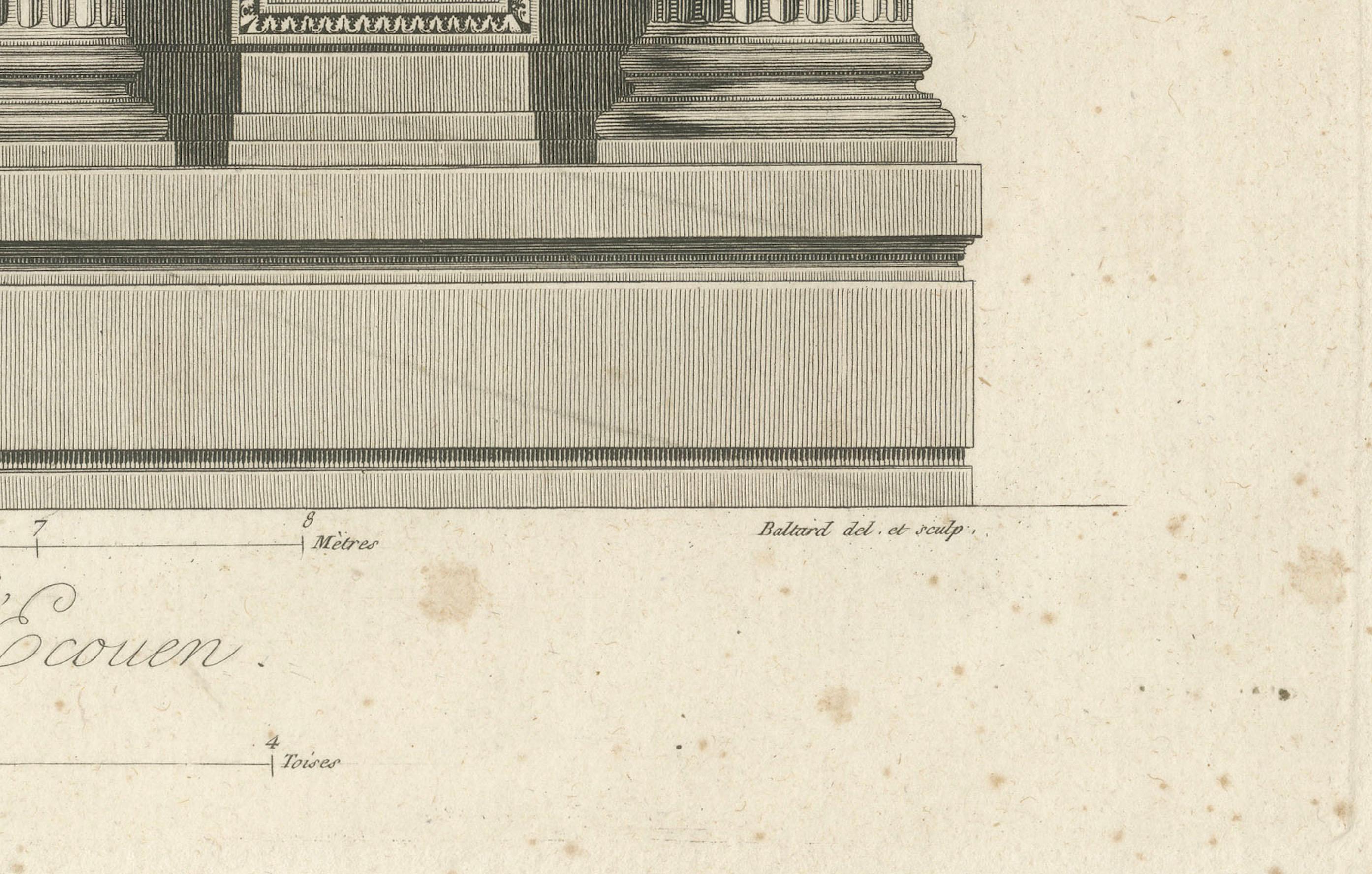 Portique Corinthien du Château d'Écouen - Grabado arquitectónico, Baltard, 1799 siglo XVIII en venta