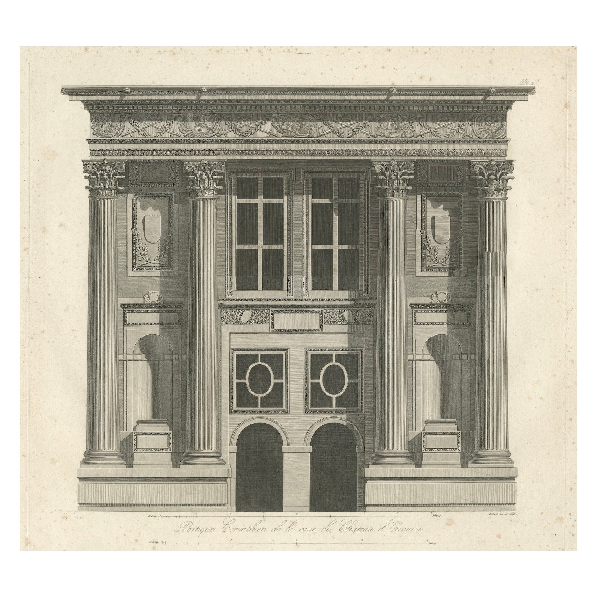 Portique Corinthien du Château d’Écouen – Architectural Engraving, Baltard, 1799