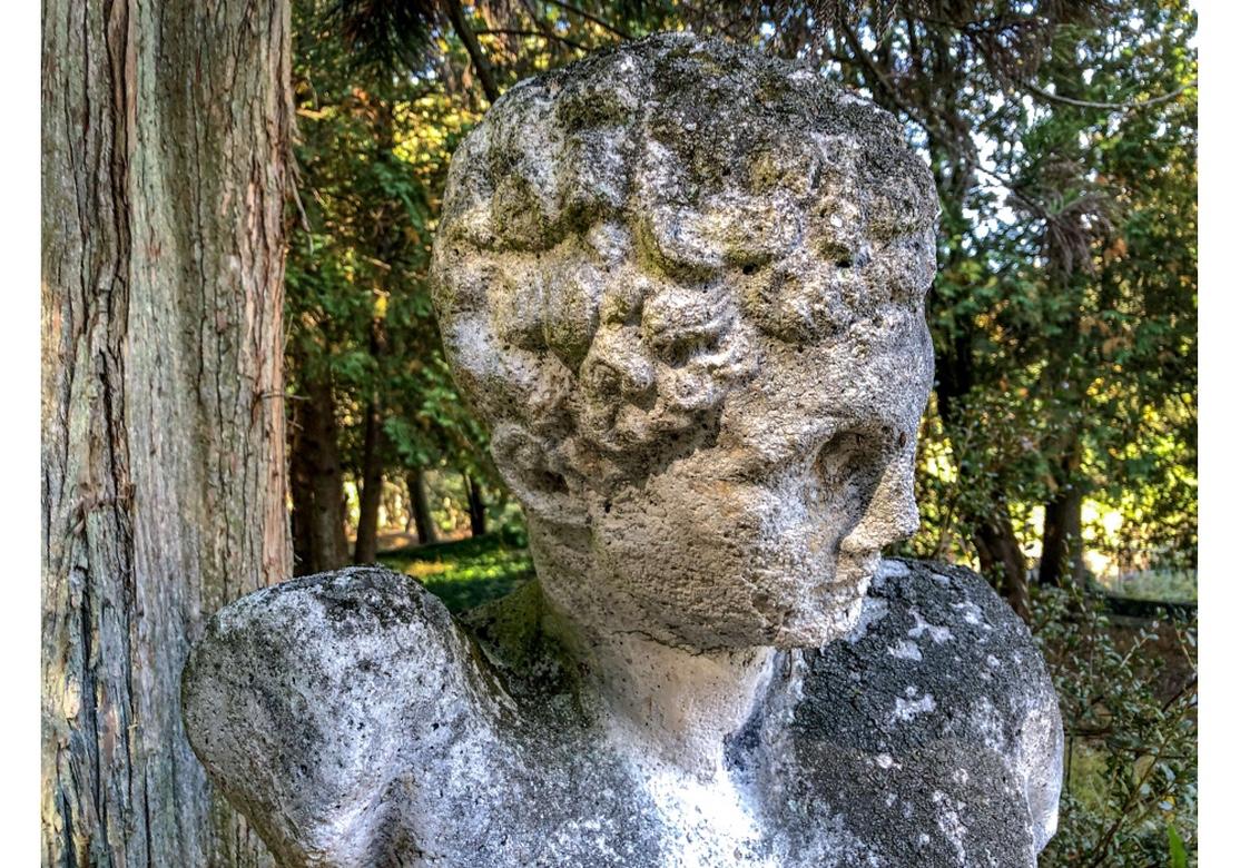 Classical Greek Portland Cement Garden Bust of The Greek God Hermes, after A 4th C. BCE Original