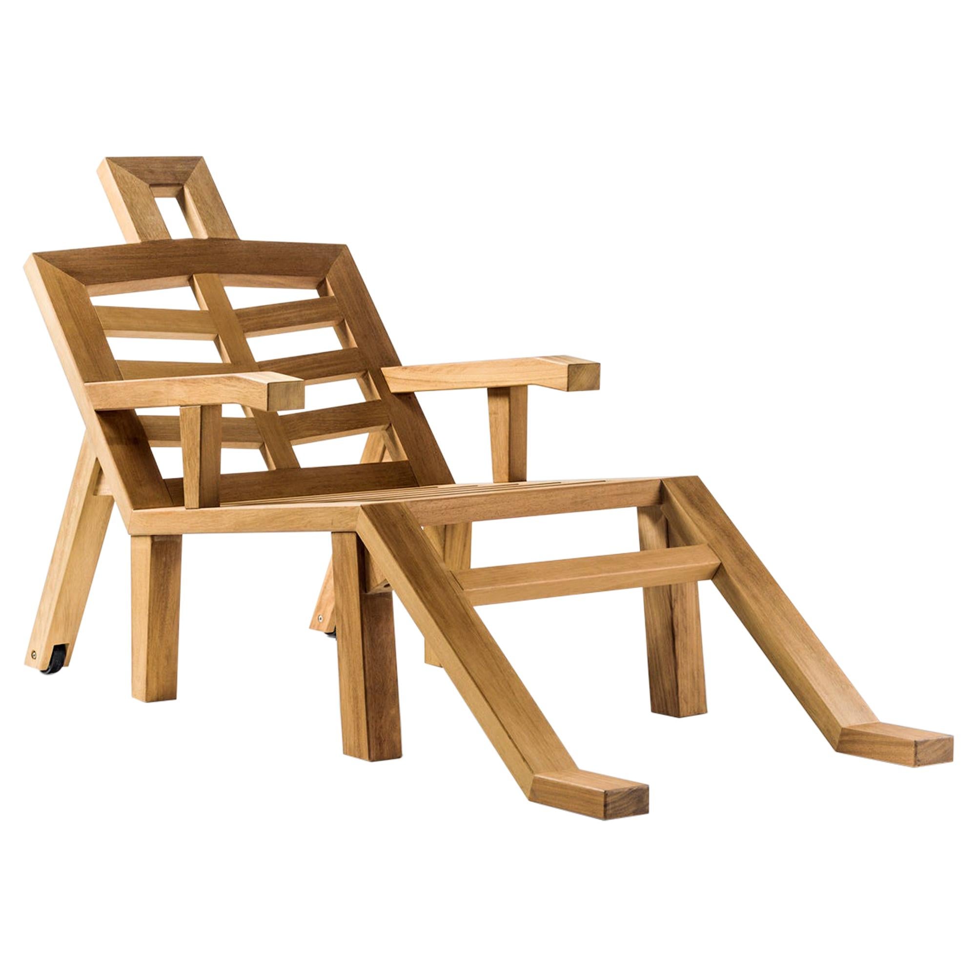 Sunlounger par Salvador Dali modèle «Portlligat » au design surréaliste en bois de iroko