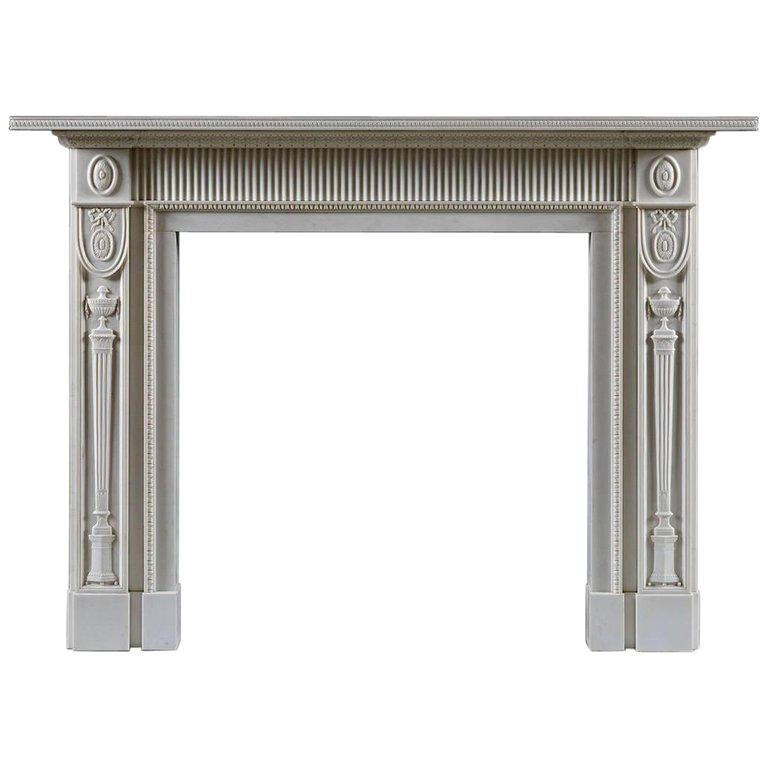 Berkeley Reproduction Fireplace in White Marble For Sale
