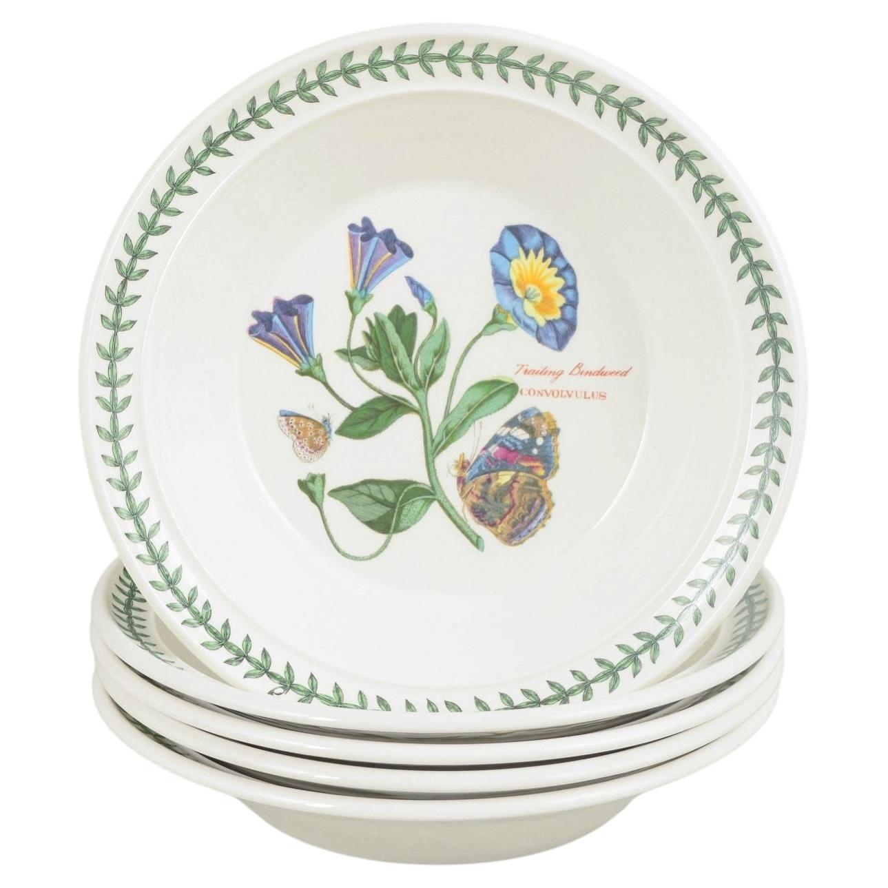 Portmeirion England. Set of 5 deep faience plates. "The Botanic Garden" series. For Sale